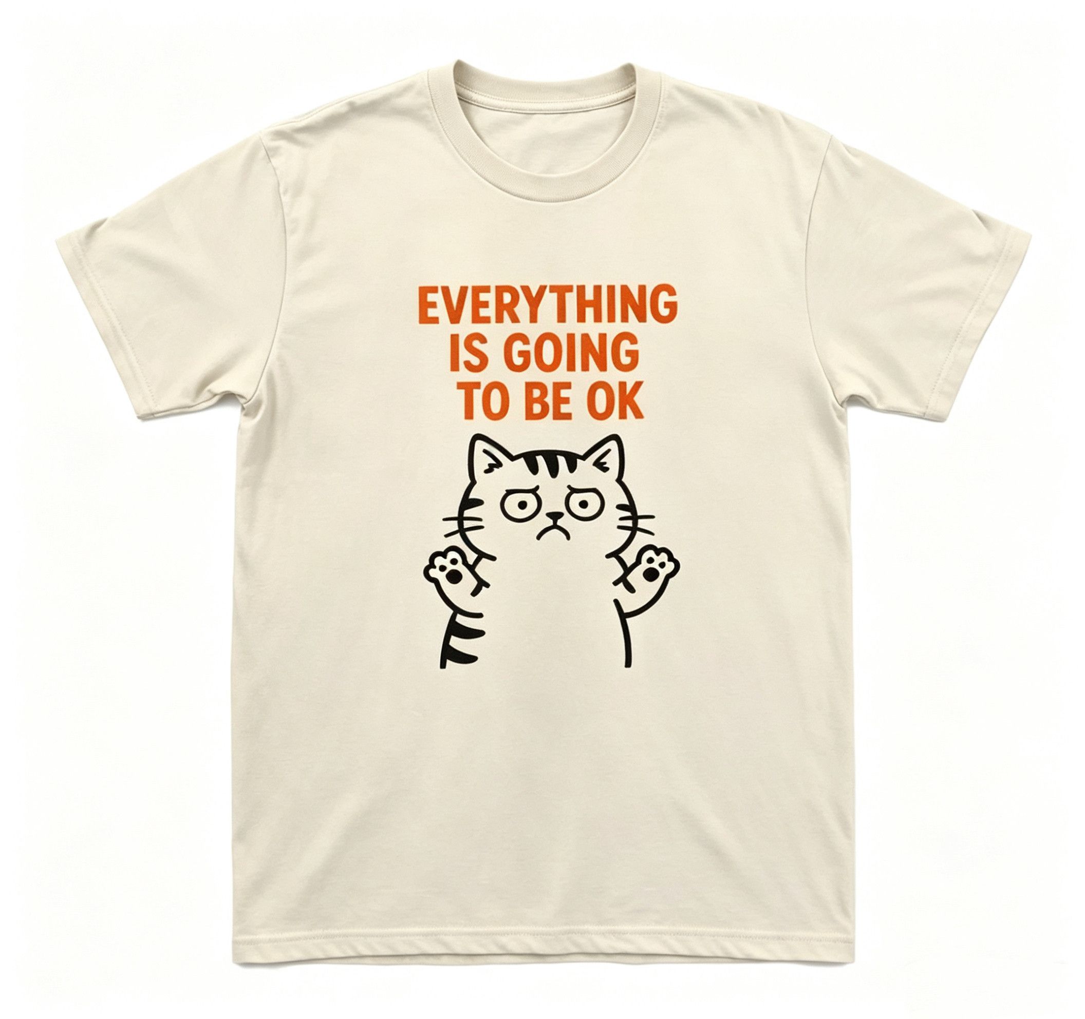 Other Y2K Vintage Stay Positive Cats Print Beige T-Shirt Size US M / EU 48-50 / 2 - 1 Thumbnail