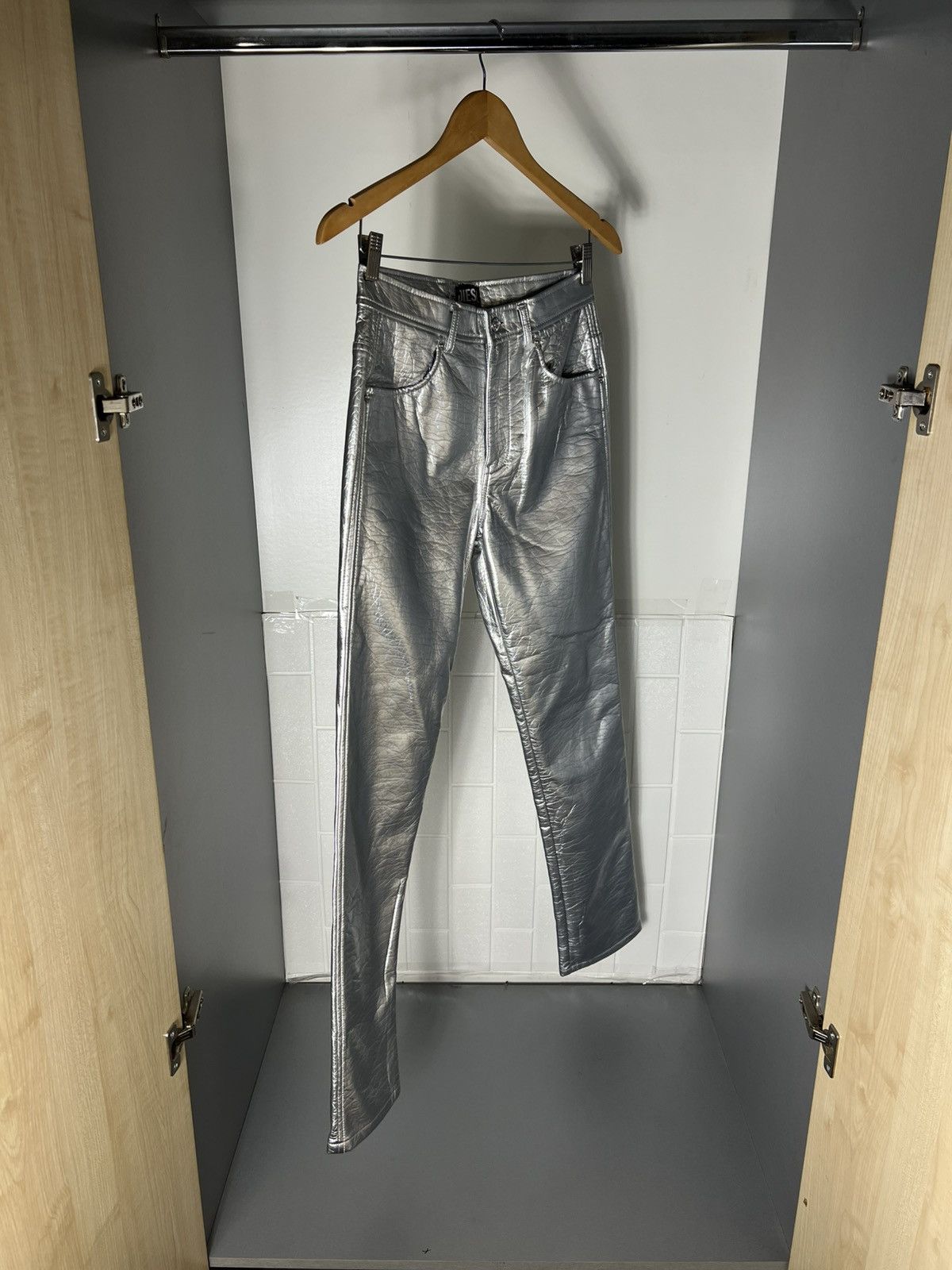 Diesel Black Gold VERY RARE DIESEL P-ARCY SILVER METAL DESIGNER PANTS LUXURY Size 27" / US 4 / IT 40 - 7 Thumbnail