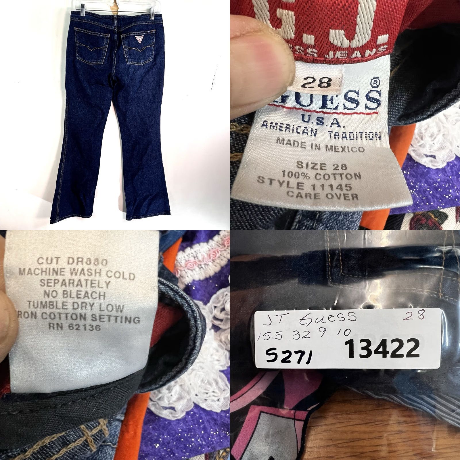 Guess VINTAGE GUESS Jeans Bootcut Denim 5-Pocket Regular Size 28 Blue 90s Retro Womens 31x32 Size 28" / US 6 / IT 42 - 8 Thumbnail