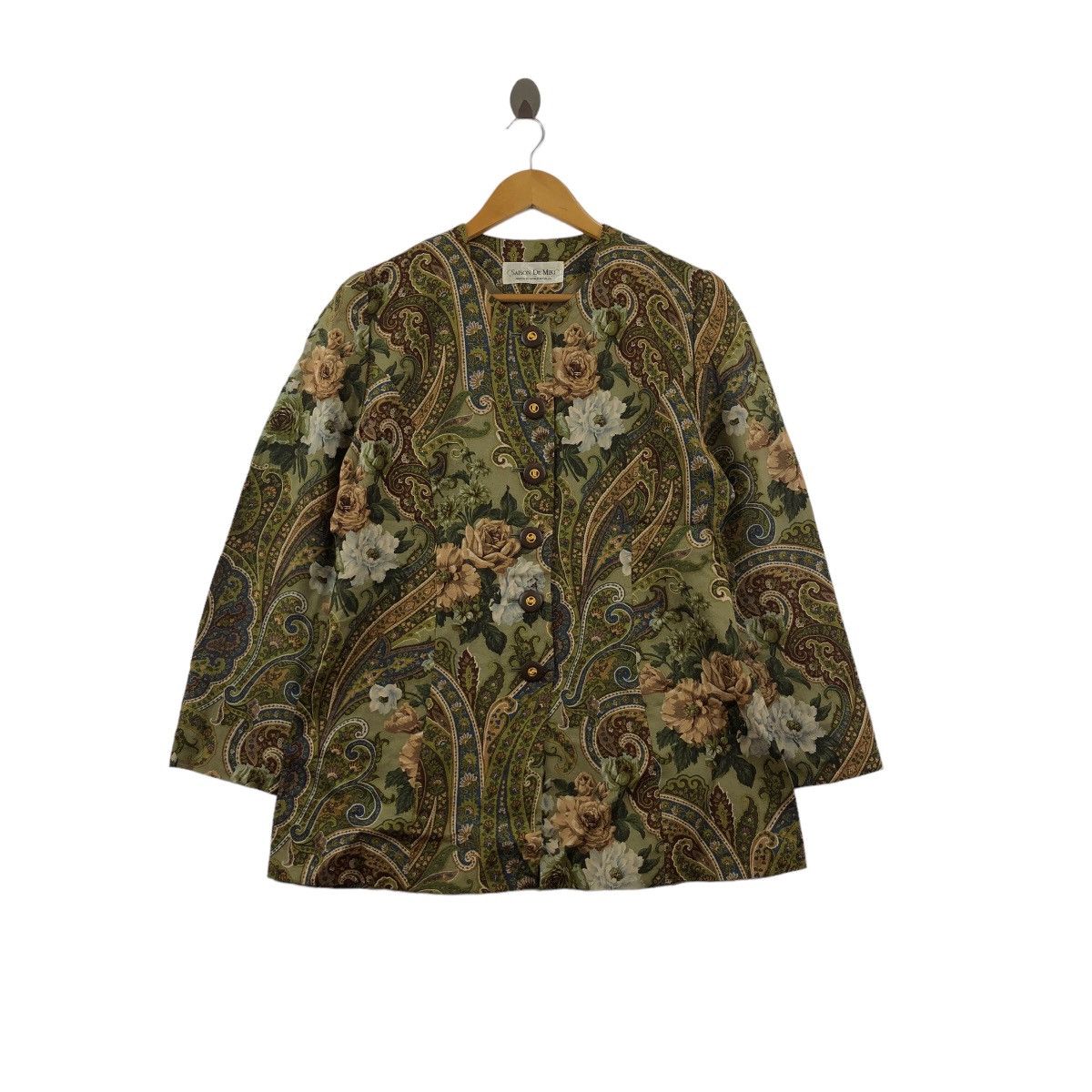 image of 90's Saison De Miki Jacket Fullprint Flower Paislee, Women's (Size Medium)