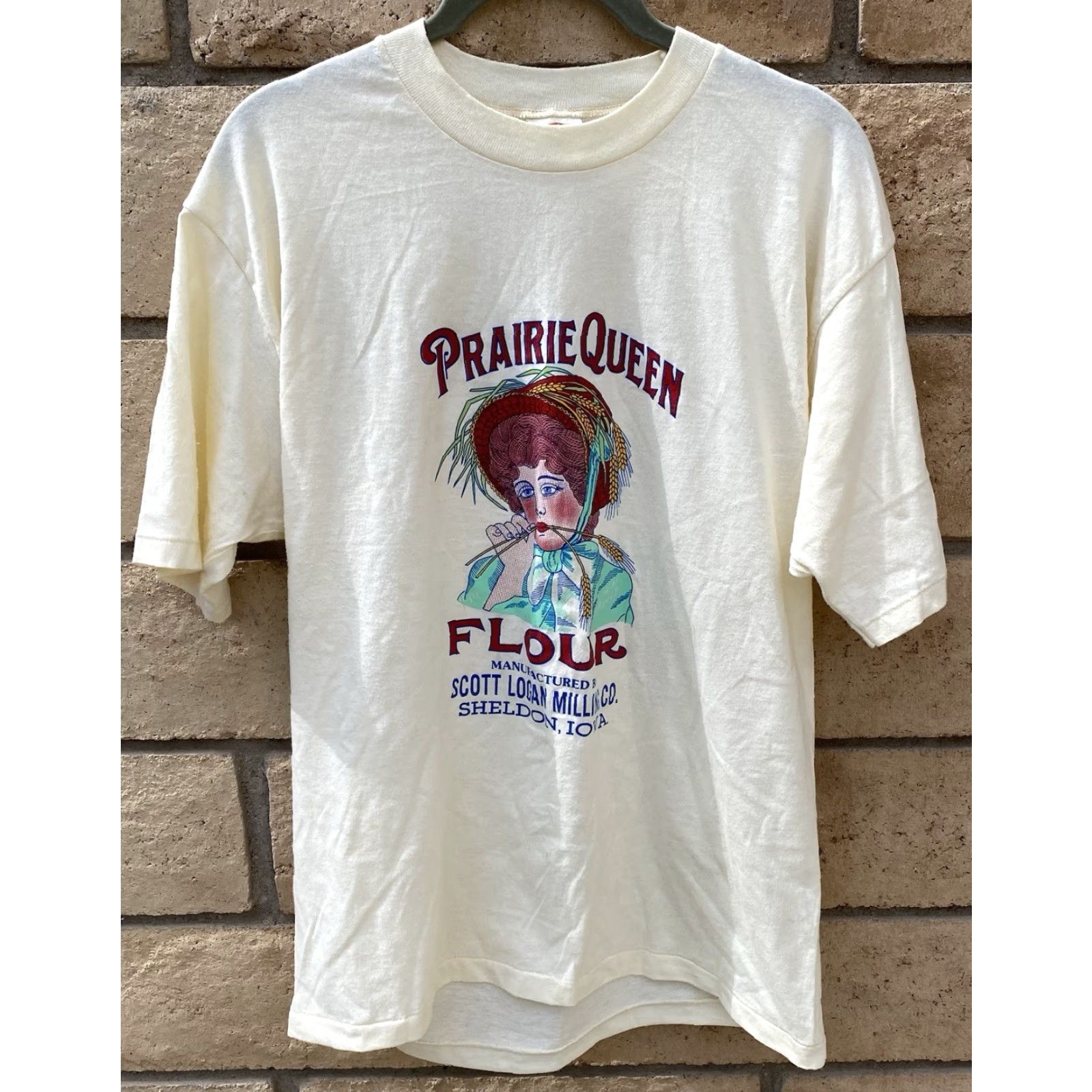 Vintage Vintage Cal Cru Prairie Queen Flour Sheldon Iowa T Shirt Single Stitch L Ivory Polyester Blend Men Short Sleeve Size US L / EU 52-54 / 3 - 3 Thumbnail