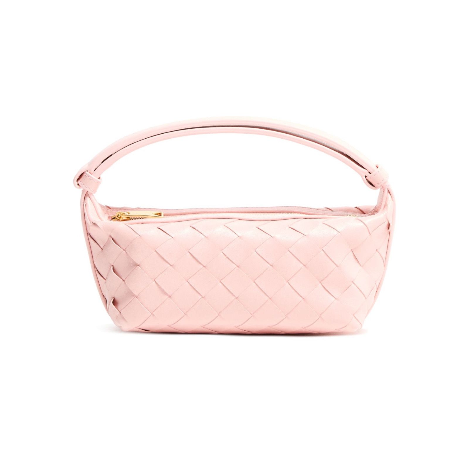 Bottega Veneta Wallace Rose/Gold Leather Top Handle Bag New