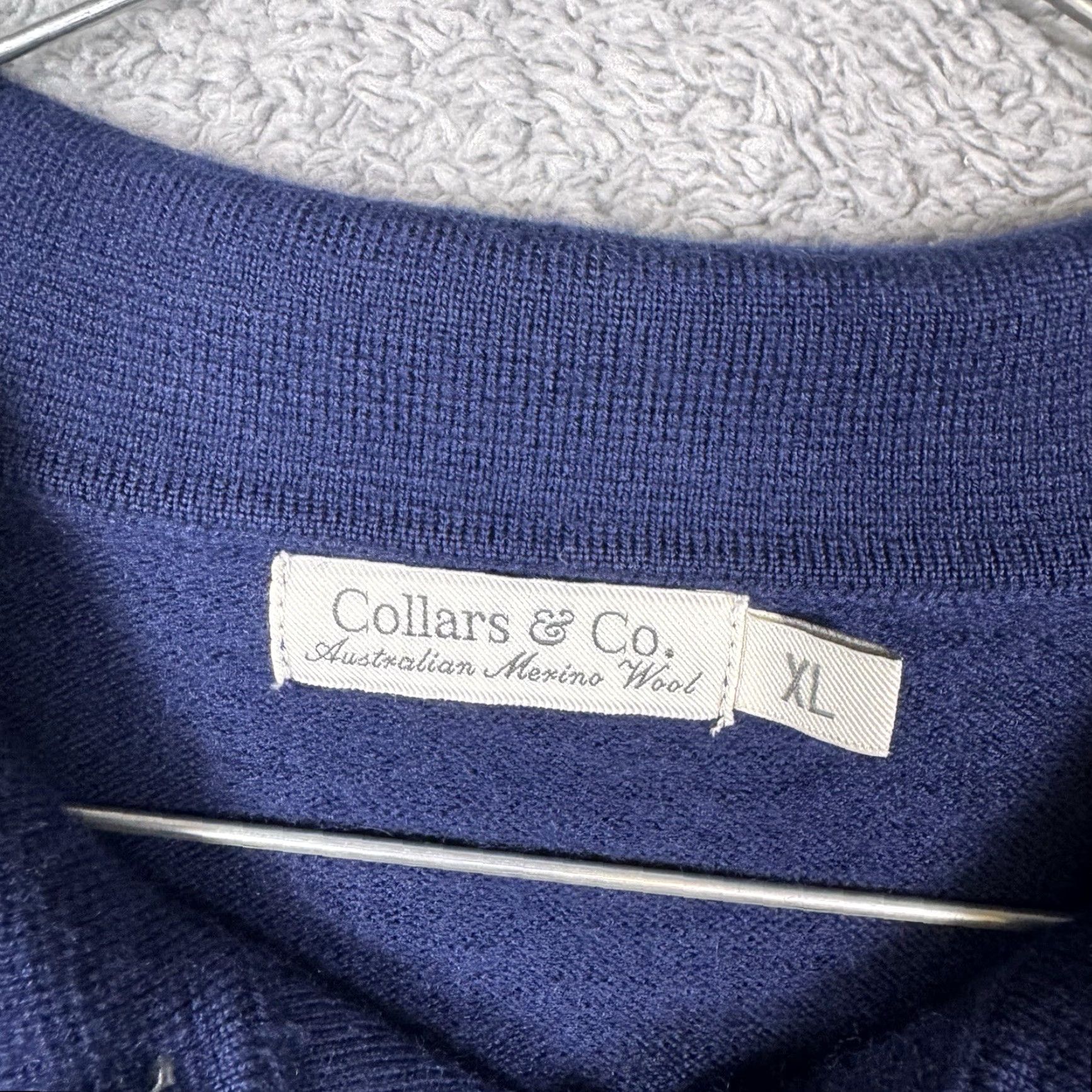 CO Collars & Co Sweater Mens XL 100% Australian Merino Wool Collared Pullover Knit Blue Wool Knit Pullover Classic Mens XL Size US XL / EU 56 / 4 - 4 Thumbnail