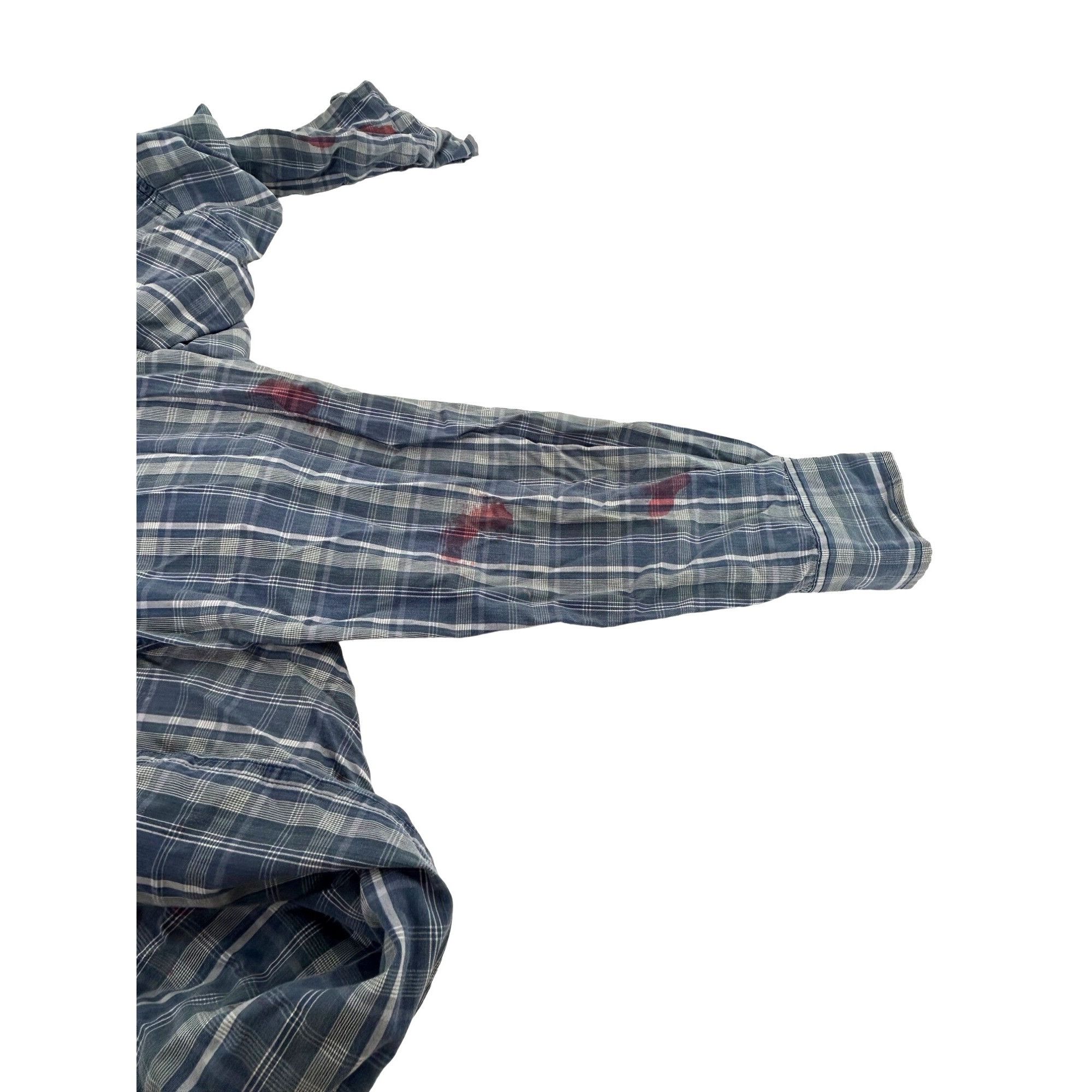 Other Halloween Costume Men’s Zombie Shirt Blue White Plaid L Vtg Size US L / EU 52-54 / 3 - 11 Thumbnail