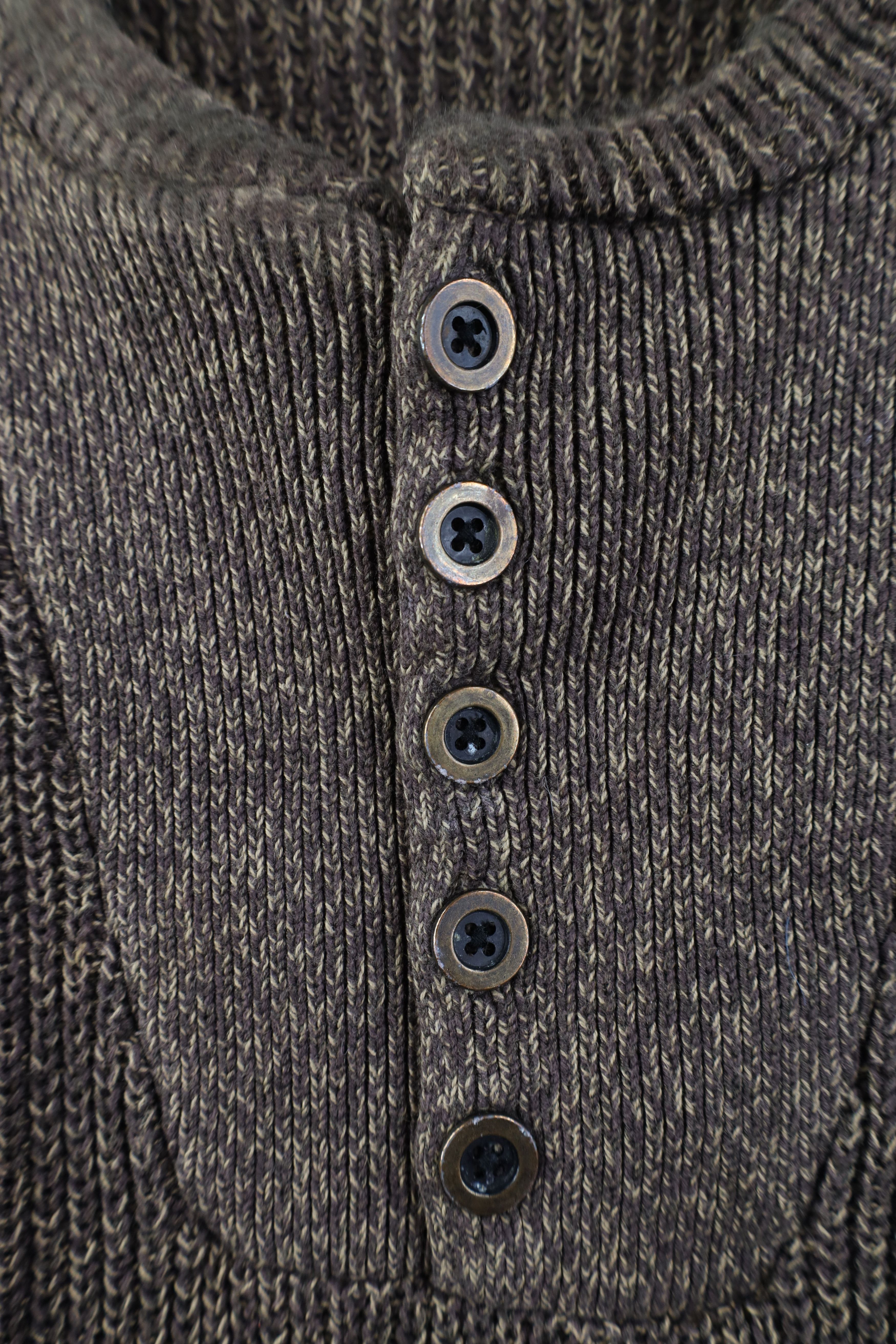 Vintage Vintage 90s Streetwear Ribbed Knit Henley Sweater Brown Size US XXL / EU 58 / 5 - 4 Thumbnail