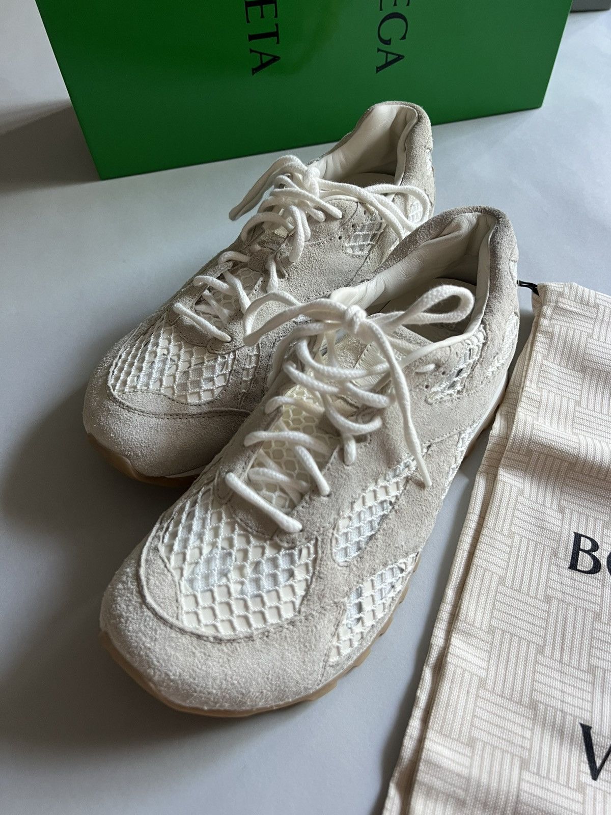 Bottega Veneta Orbit Suede Sneakers in white mesh Size US 8 / EU 41 - 6 Thumbnail