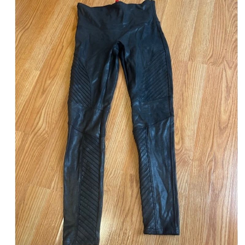 Spanx SPANX Faux Leather Moto Leggings in Black L Size 32" / US 10 / IT 46 - 4 Thumbnail