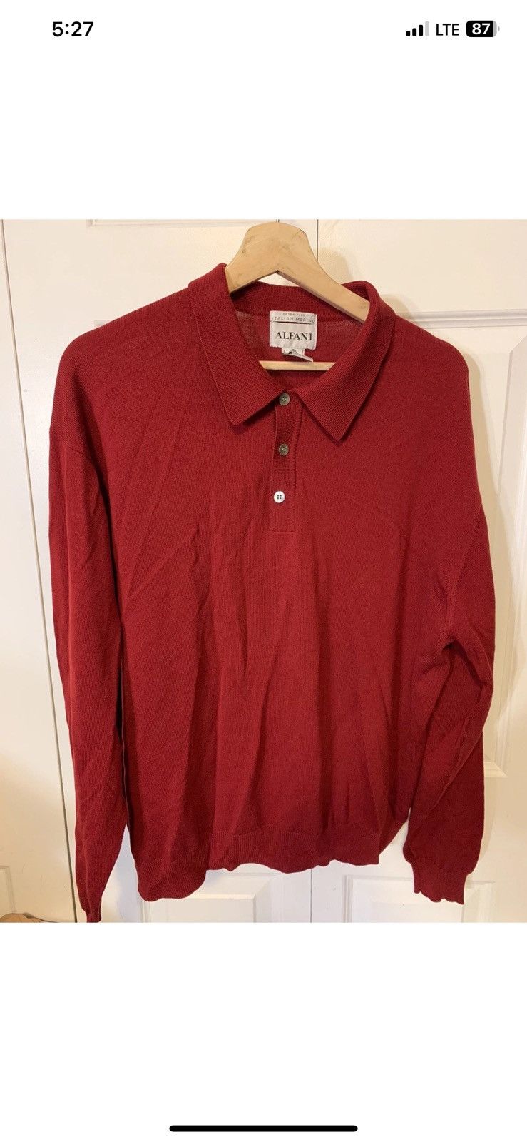 Alfani Alfani mens XL extra fine italian merino wool red sweater Size US XL / EU 56 / 4 - 3 Thumbnail
