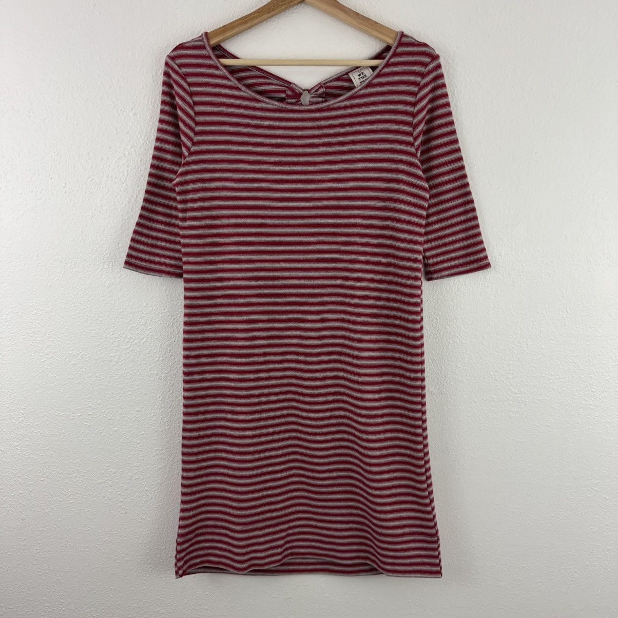 Free People FREE PEOPLE Red Grey Frenchie Striped Quarter Sleeve Dress Size XS / US 0-2 / IT 36-38 - 2 Thumbnail