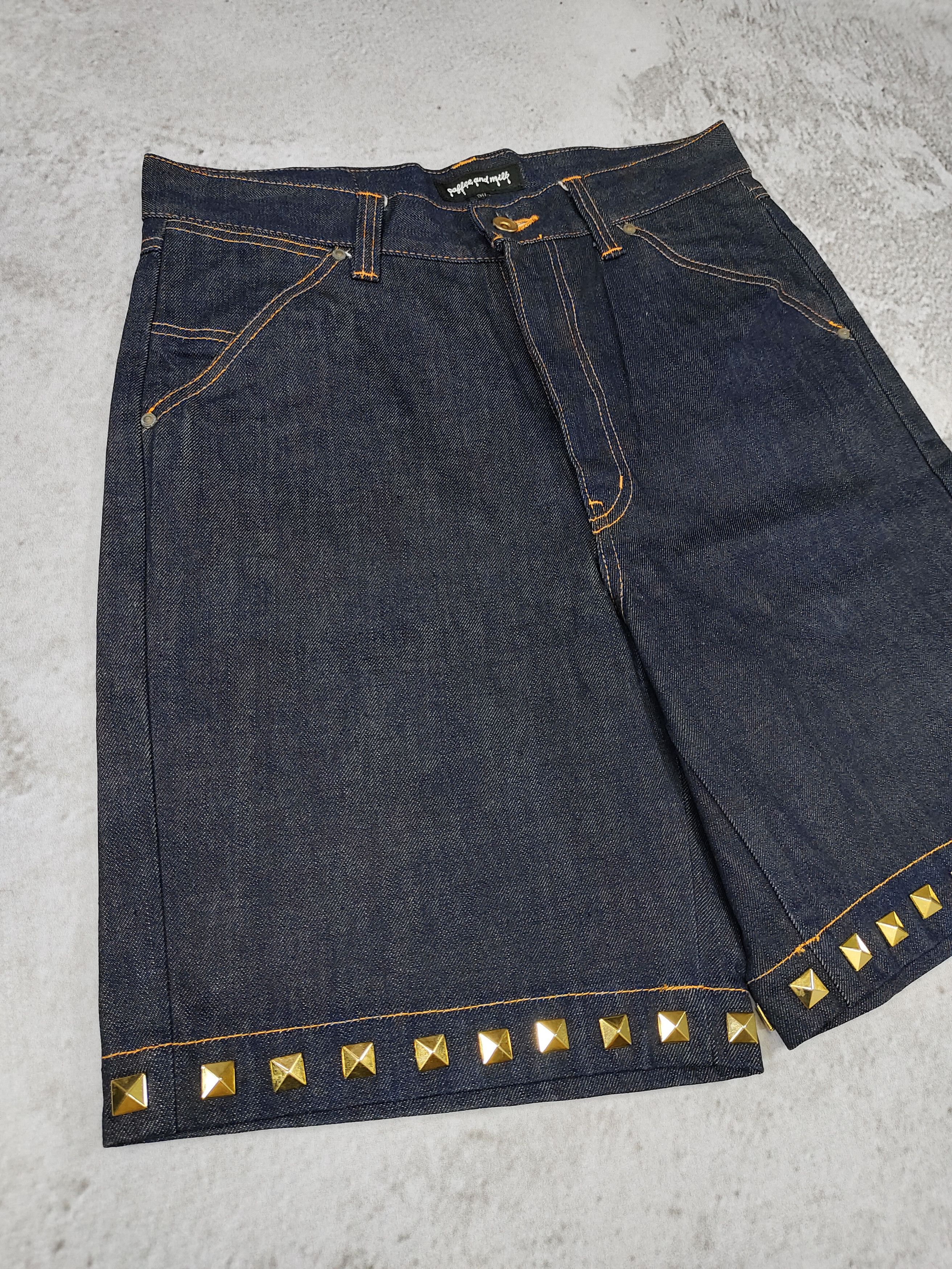 Beams Plus BEAMS- Milk & Coffee Brass Stud Hem Raw Denim Short Size US 31 - 3 Thumbnail