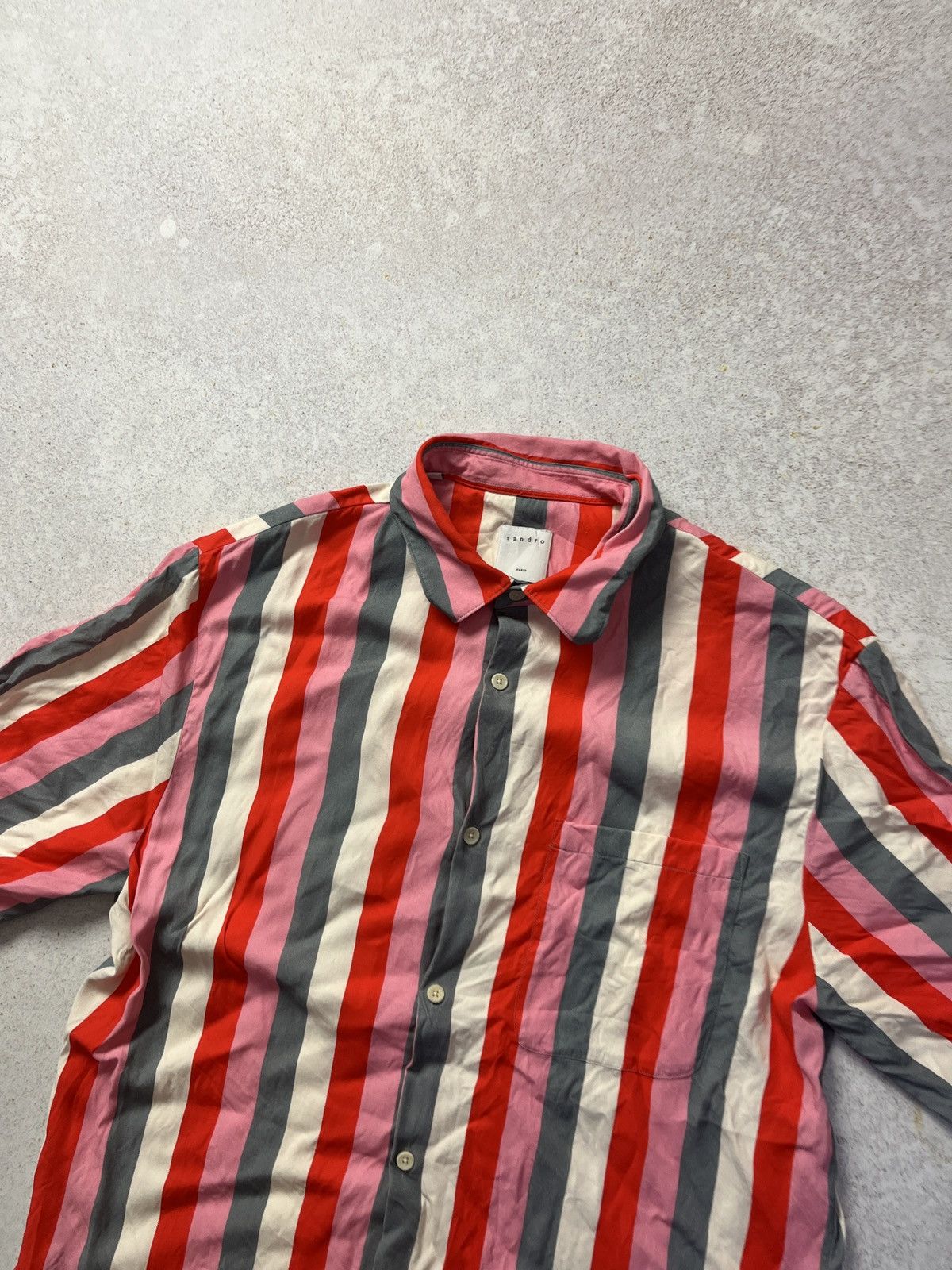 Sandro DDP Sandro Viscose Shirt Striped Luxury Summer Size L Size US L / EU 52-54 / 3 - 2 Thumbnail
