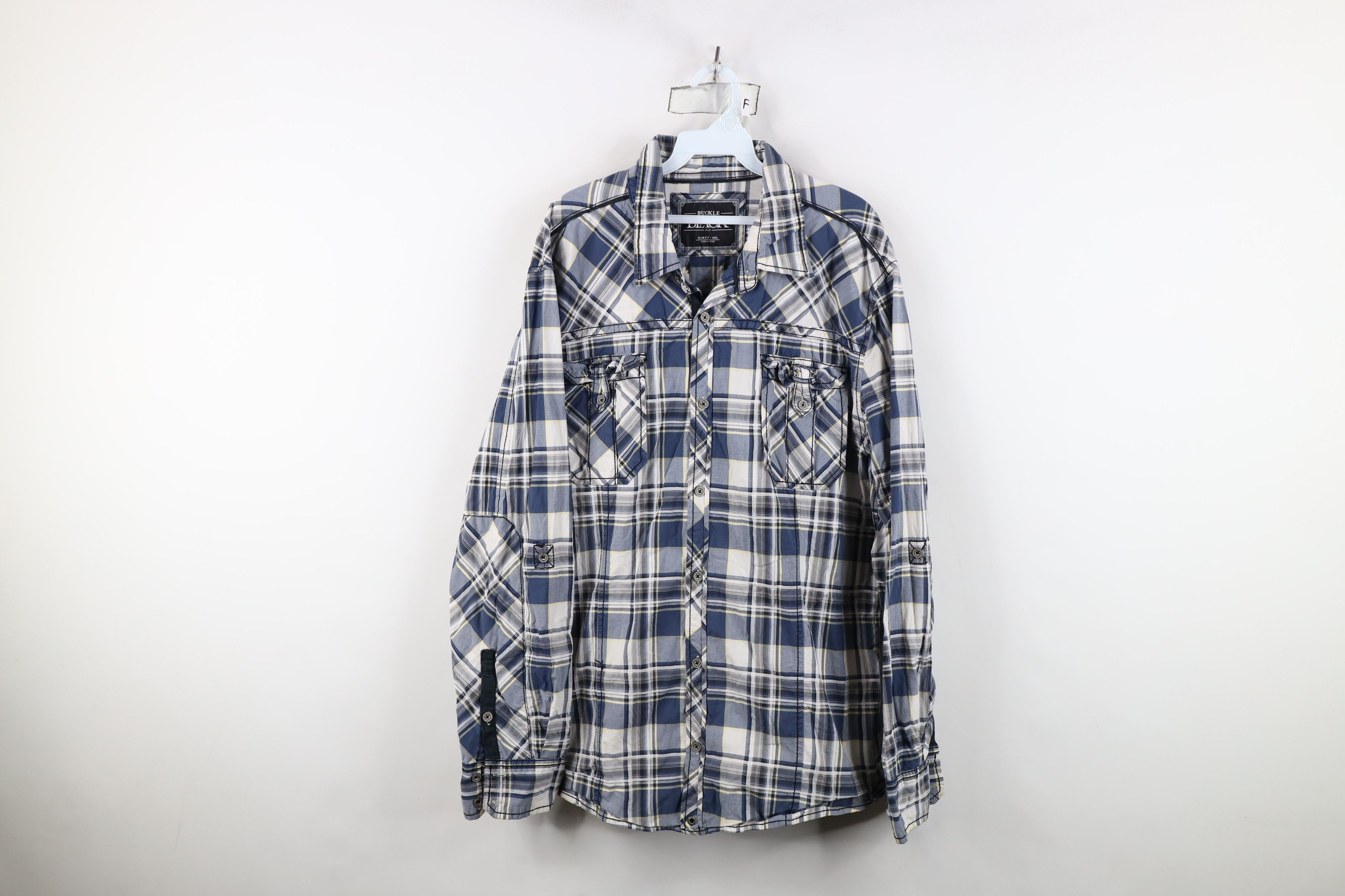 Vintage Buckle BKE Fit Thick Stitch Collared Button Shirt Blue Plaid Size US XXL / EU 58 / 5 - 1 Thumbnail