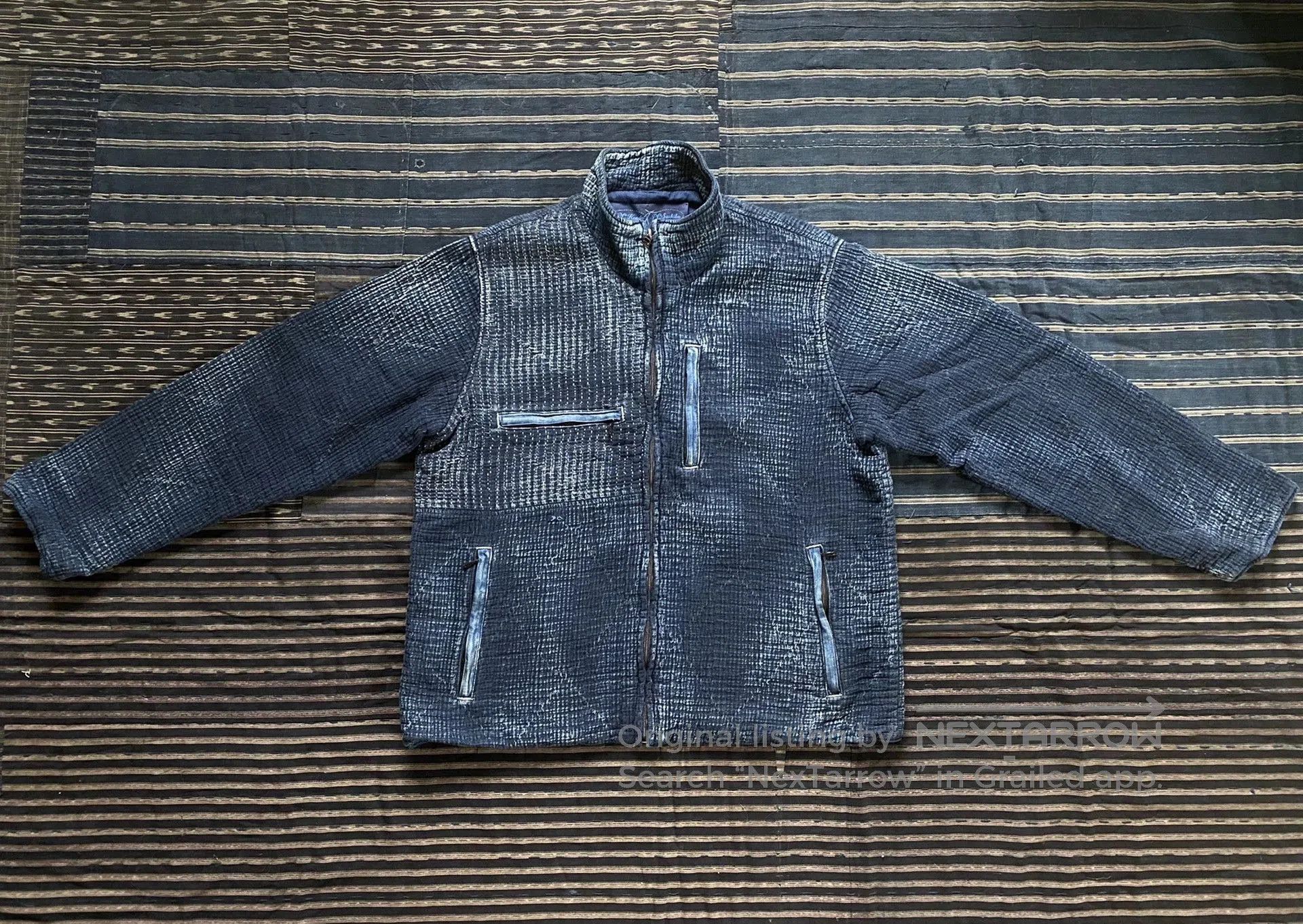 Porter Classic indigo sashiko light zip up outdoor jacket. Size US M / EU 48-50 / 2 - 1 Thumbnail