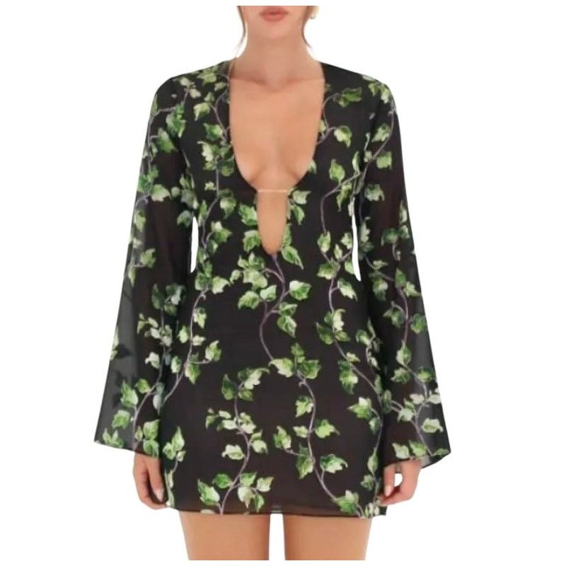Other Rumored + Revolve Sterling Mini Dress SMALL Ivy Floral Black Size S / US 4 / IT 40 - 3 Thumbnail