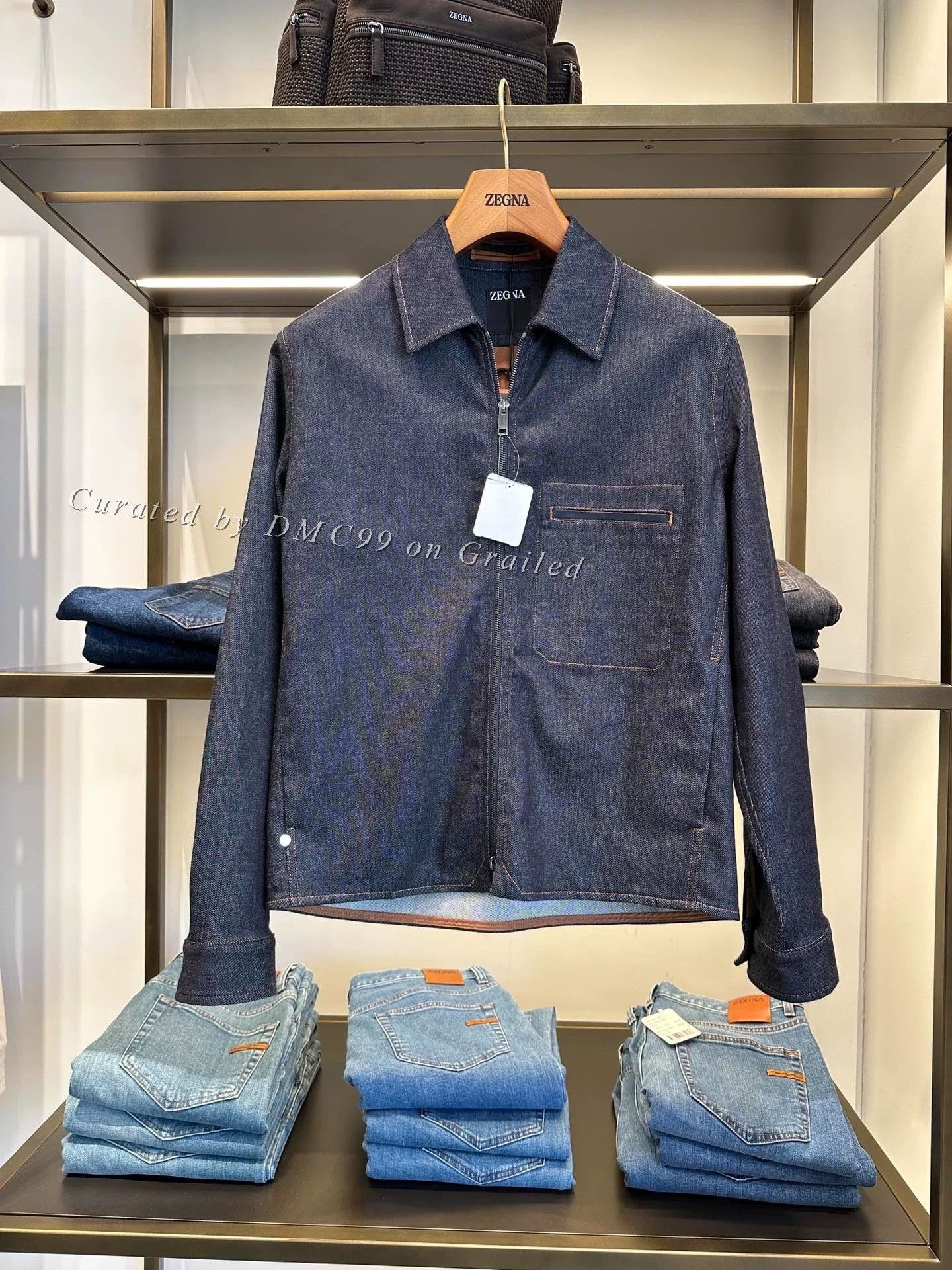 Ermenegildo Zegna Zegna Dark Blue Denim Jacket Size US XL / EU 56 / 4 - 1 Thumbnail