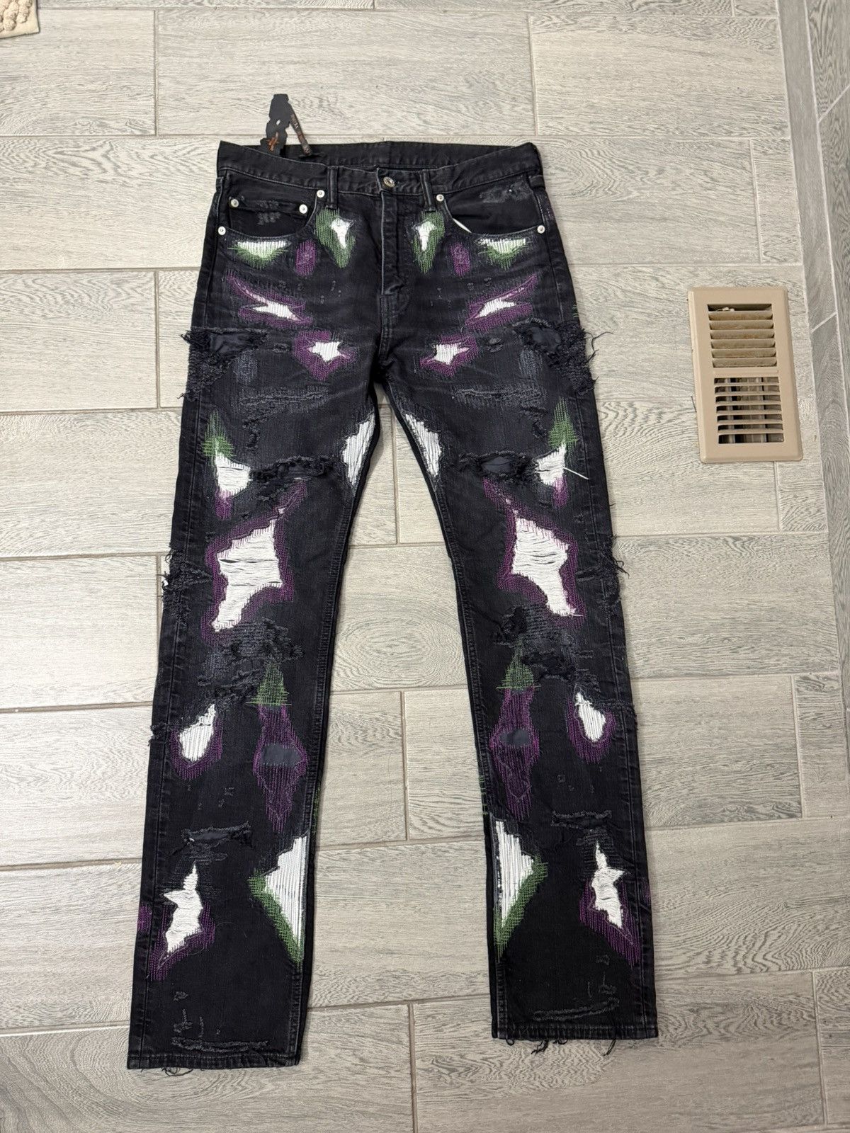 Vlone stacked denim スプレー サイズL Vlone Vlone Stacked Runway Jeans Size Small 28-30 | Grailed
