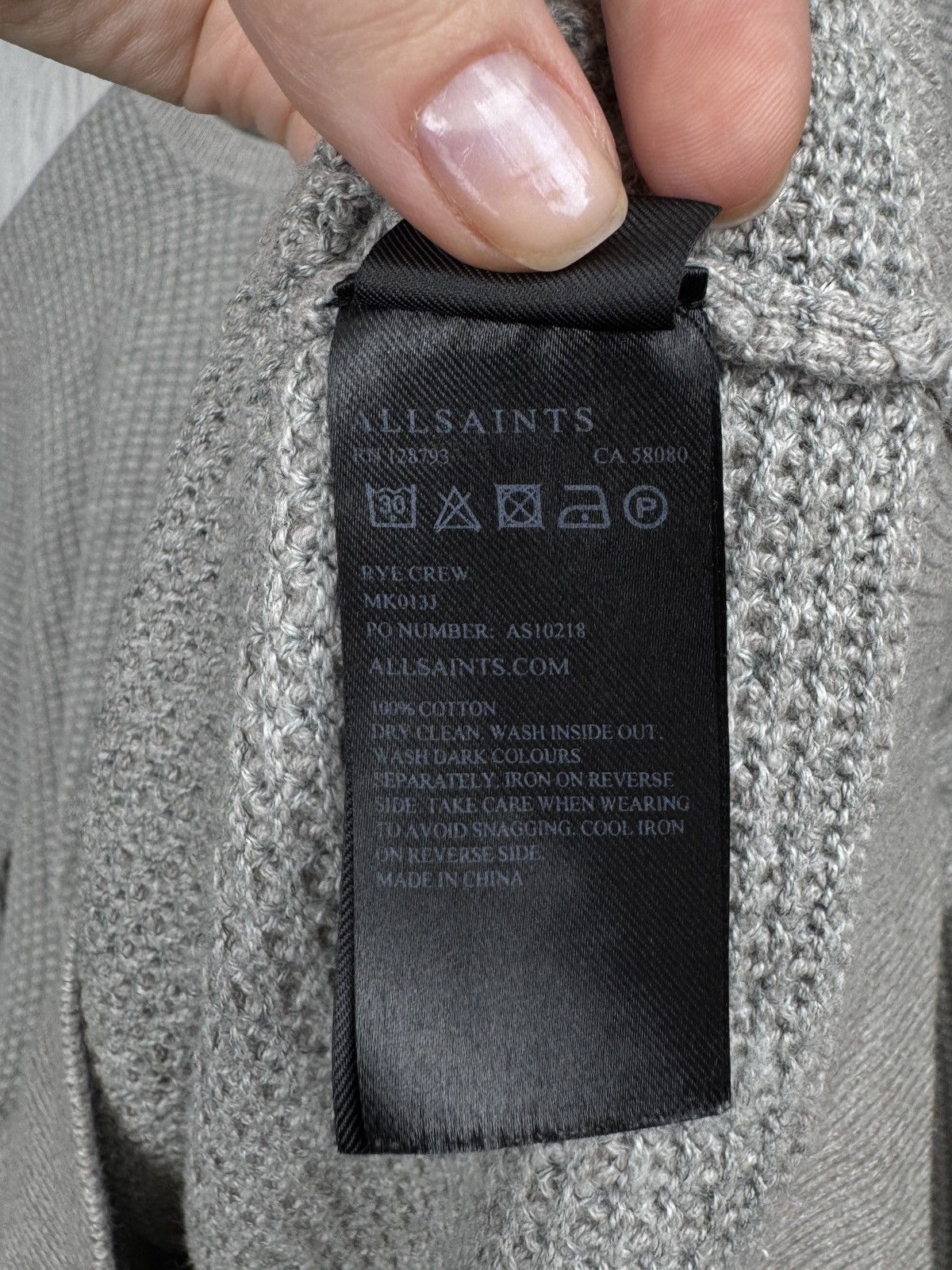 Allsaints Allsaints Rye Knit Crew Neck Grey Sweater Mens size M Size US M / EU 48-50 / 2 - 10 Thumbnail