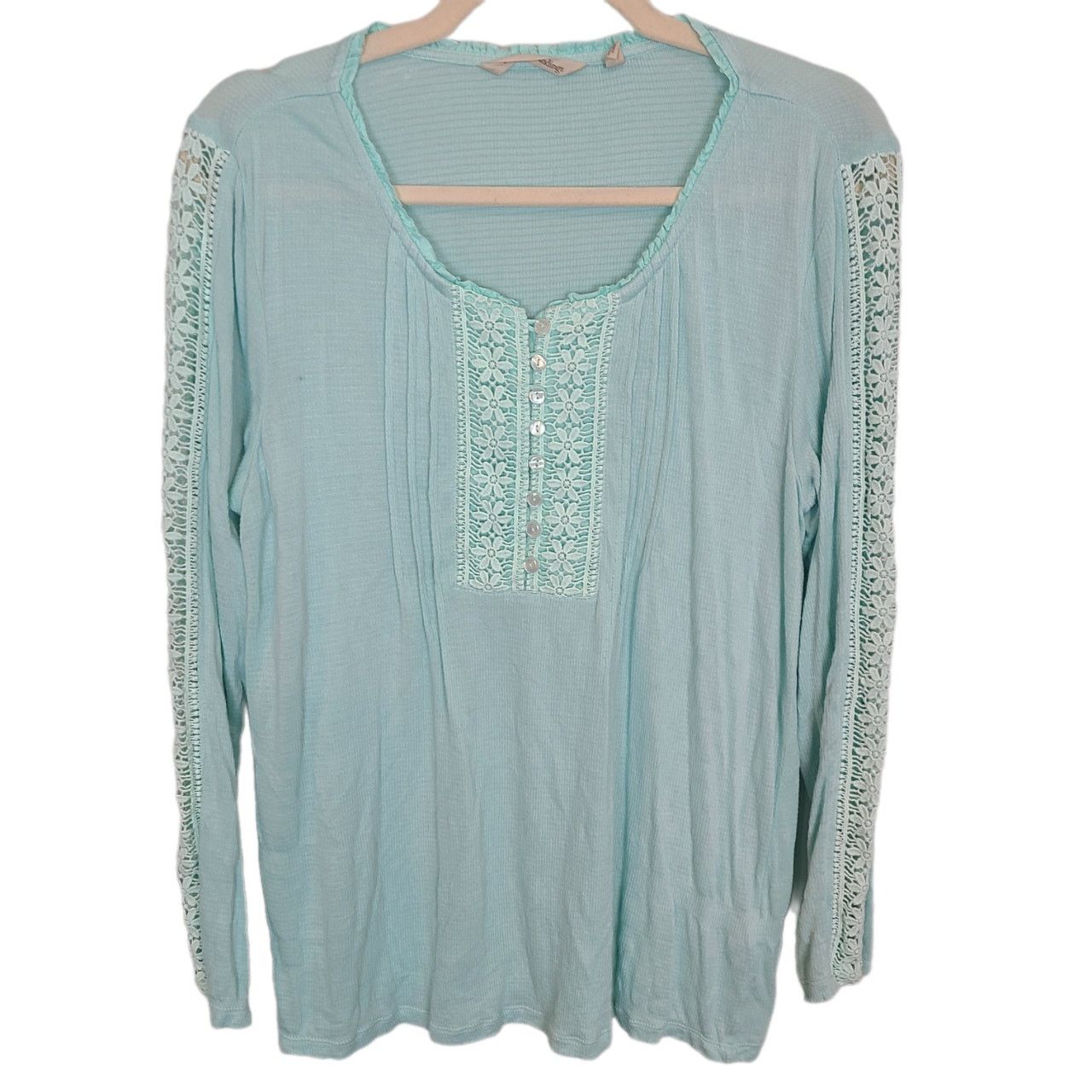 Soft Surroundings Soft Surroundings Blouse Women XS Crochet Cecelia LS Tunic Size XS / US 0-2 / IT 36-38 - 1 Thumbnail