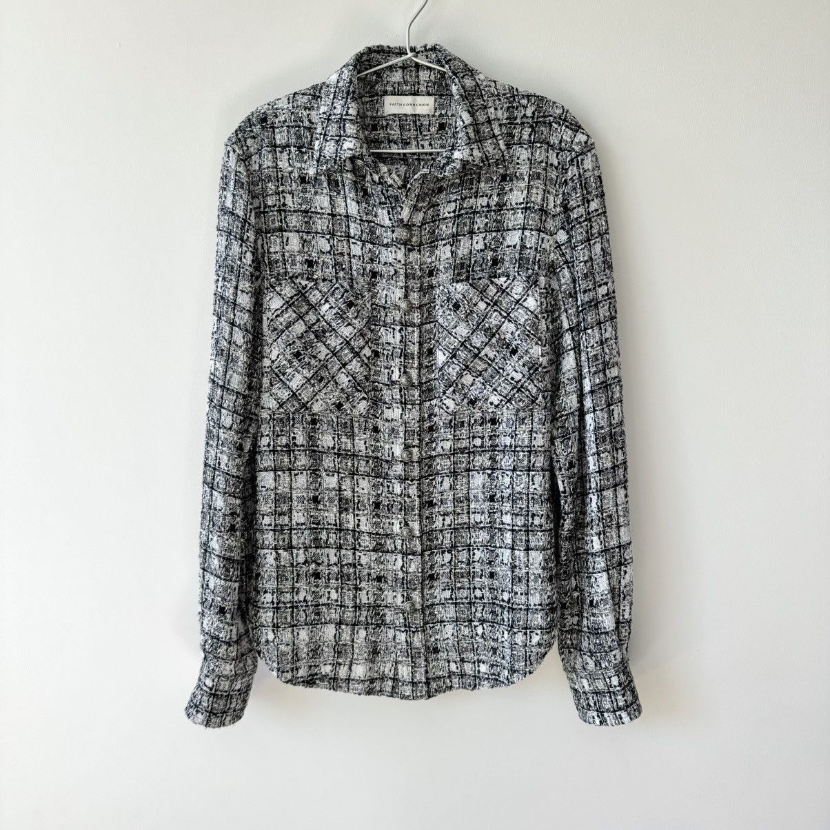 Faith Connexion Faith Connexion Tweed Fitted Overshirt Black/White Unisex Size US XS / EU 42 / 0 - 1 Thumbnail