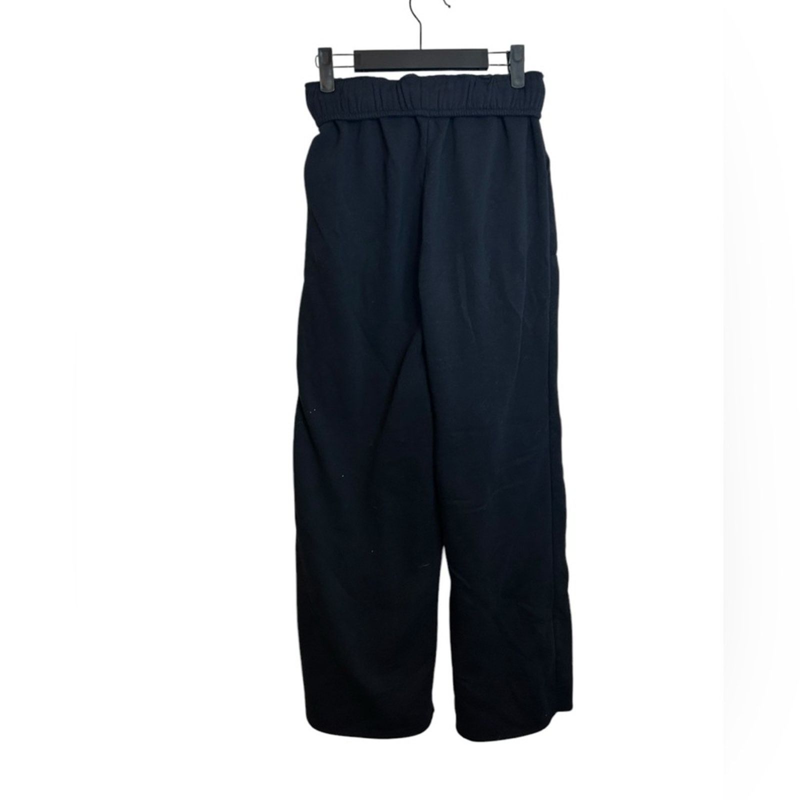 Other Planet Heart Black Foldover Wide Leg Sweatpants Size 30" / US 8 / IT 44 - 2 Thumbnail