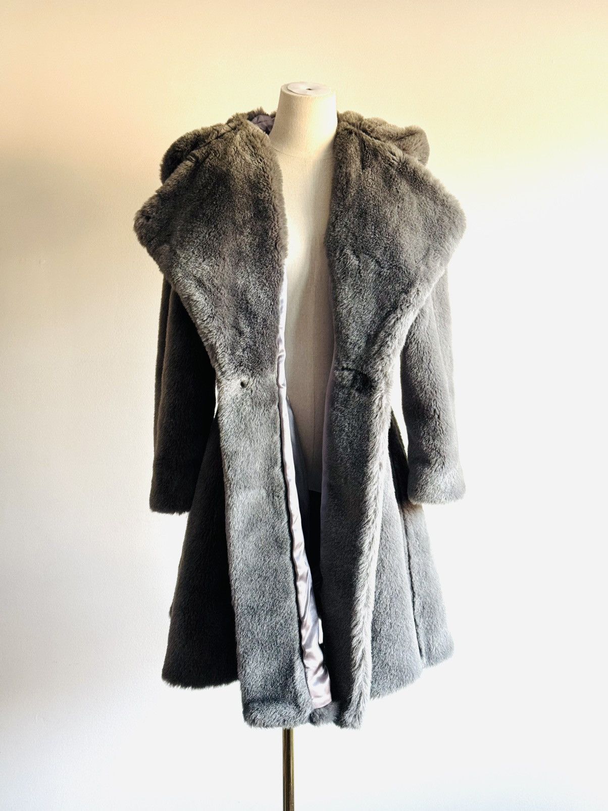 Rare Vintage Thierry Mugler Faux Fur swing coat 36