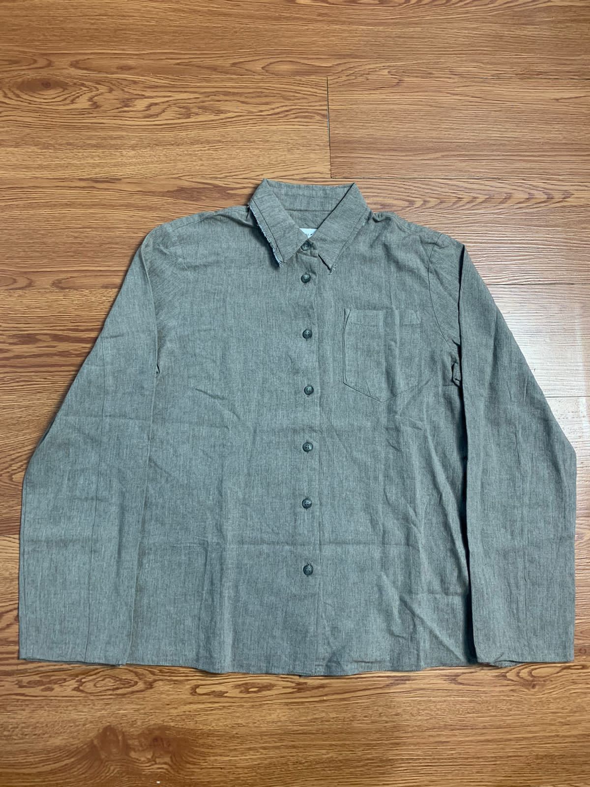 image of Womens Maison Margiela Distressed Button Shirt in Charcoal (Size Small)