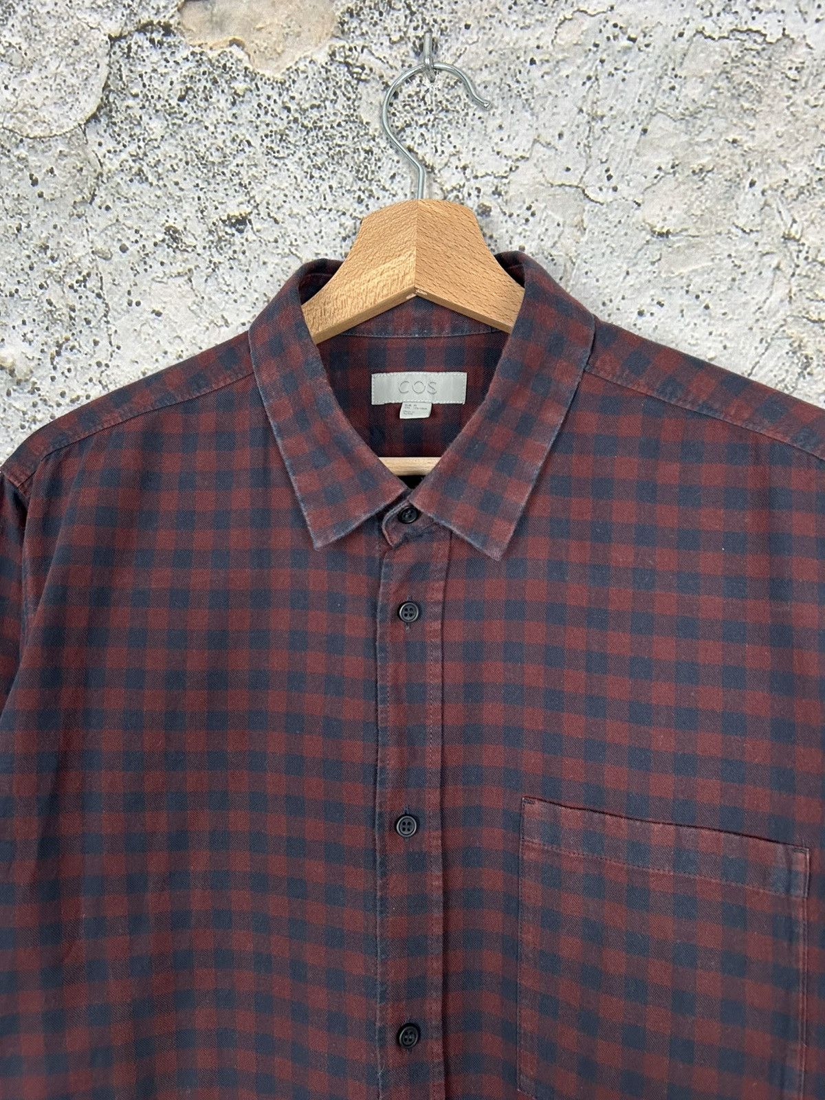 Cos COS Tartan Burgundy Checkered Shirt Designer Minimalist Size US M / EU 48-50 / 2 - 3 Thumbnail