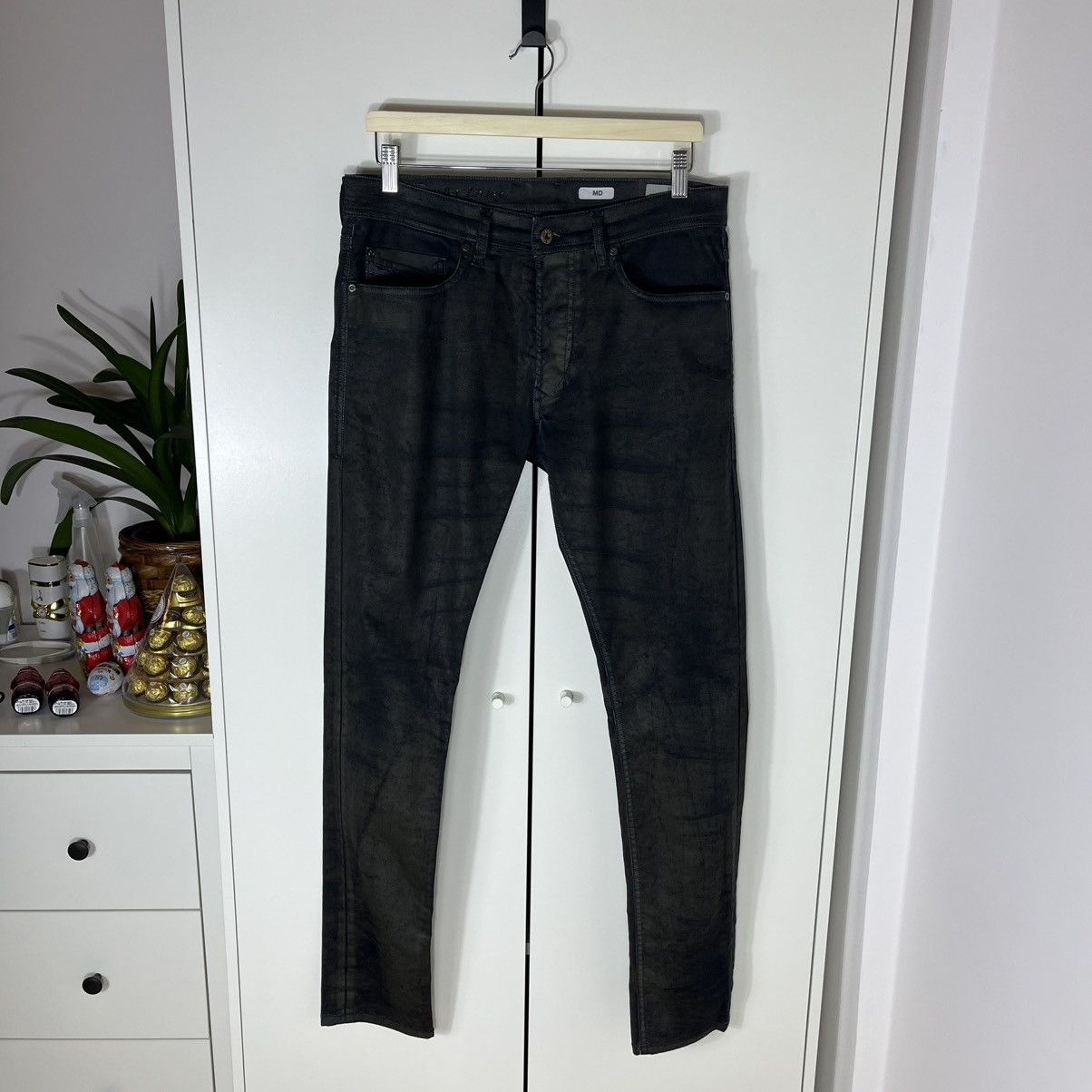Diesel Vintage Diesel Tepphar Waxed Washed Denim Black Jeans Y2K Size US 31 - 1 Thumbnail