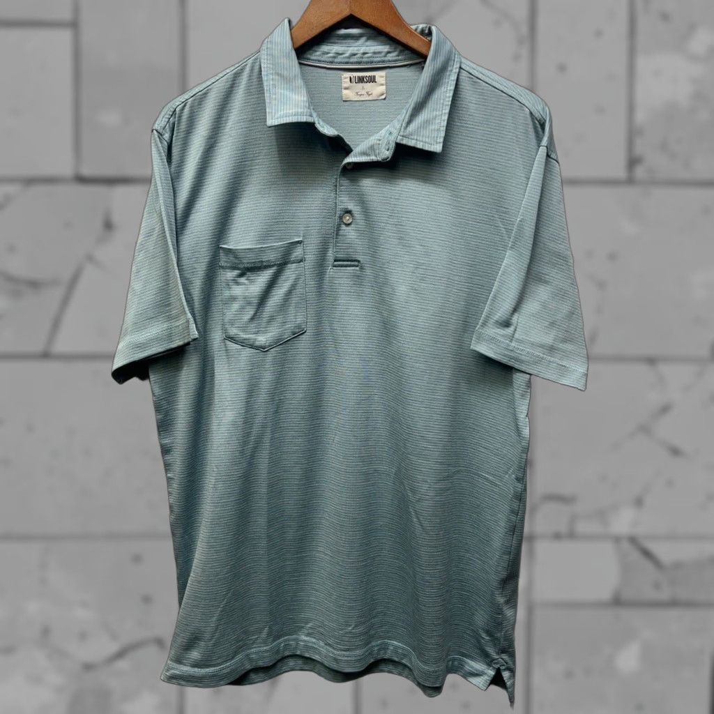 Vintage Linksoul Blue Striped Polo Shirt Mens Size L Size US L / EU 52-54 / 3 - 1 Thumbnail