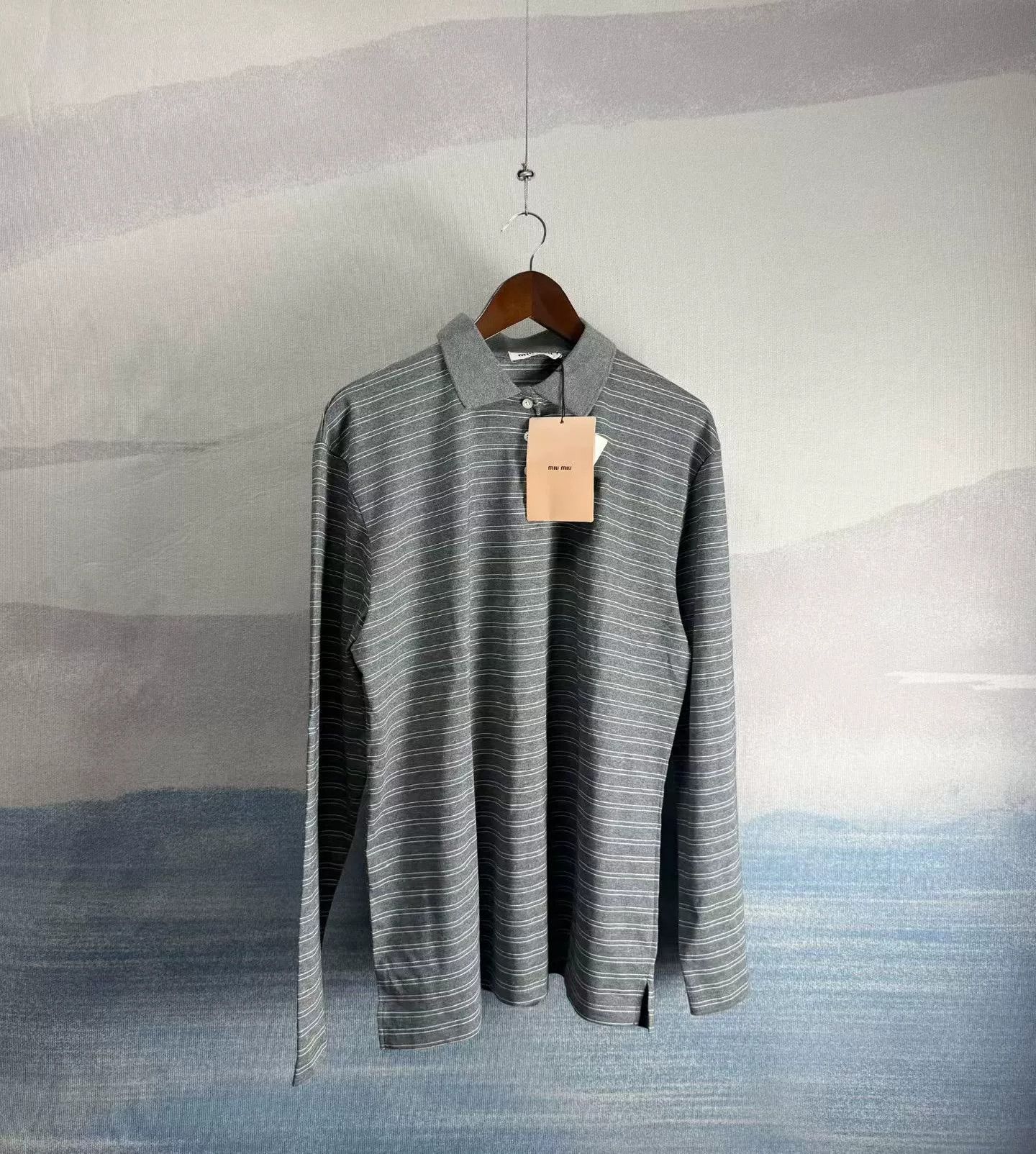 Miu Miu Miu Miu SS25 Striped Logo Polo Long Sleeve Size M / US 6-8 / IT 42-44 - 1 Thumbnail