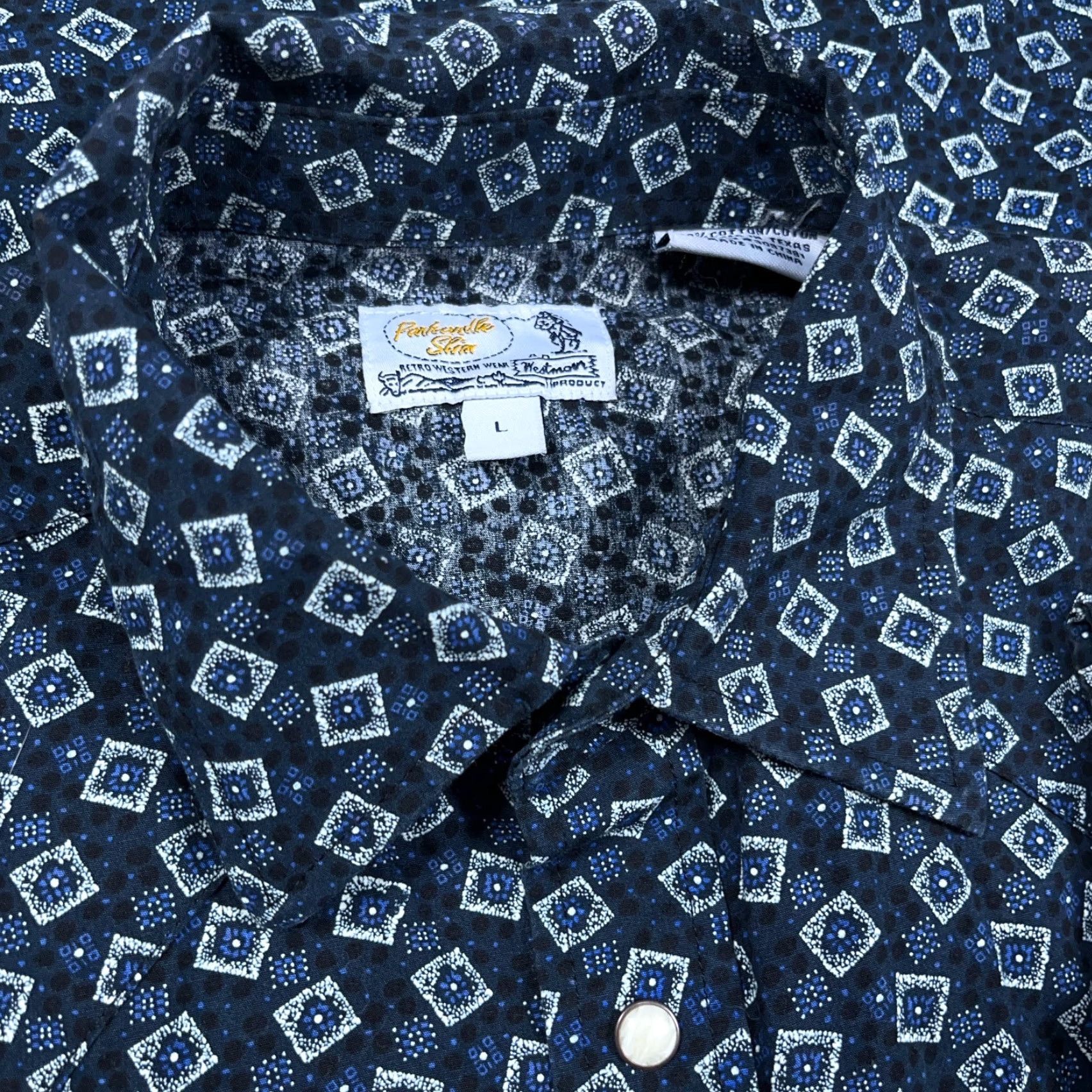 Vintage VINTAGE Panhandle Slim Shirt Men L Blue Pearl Snap Retro Western Cowboy Geometric Size US L / EU 52-54 / 3 - 4 Thumbnail