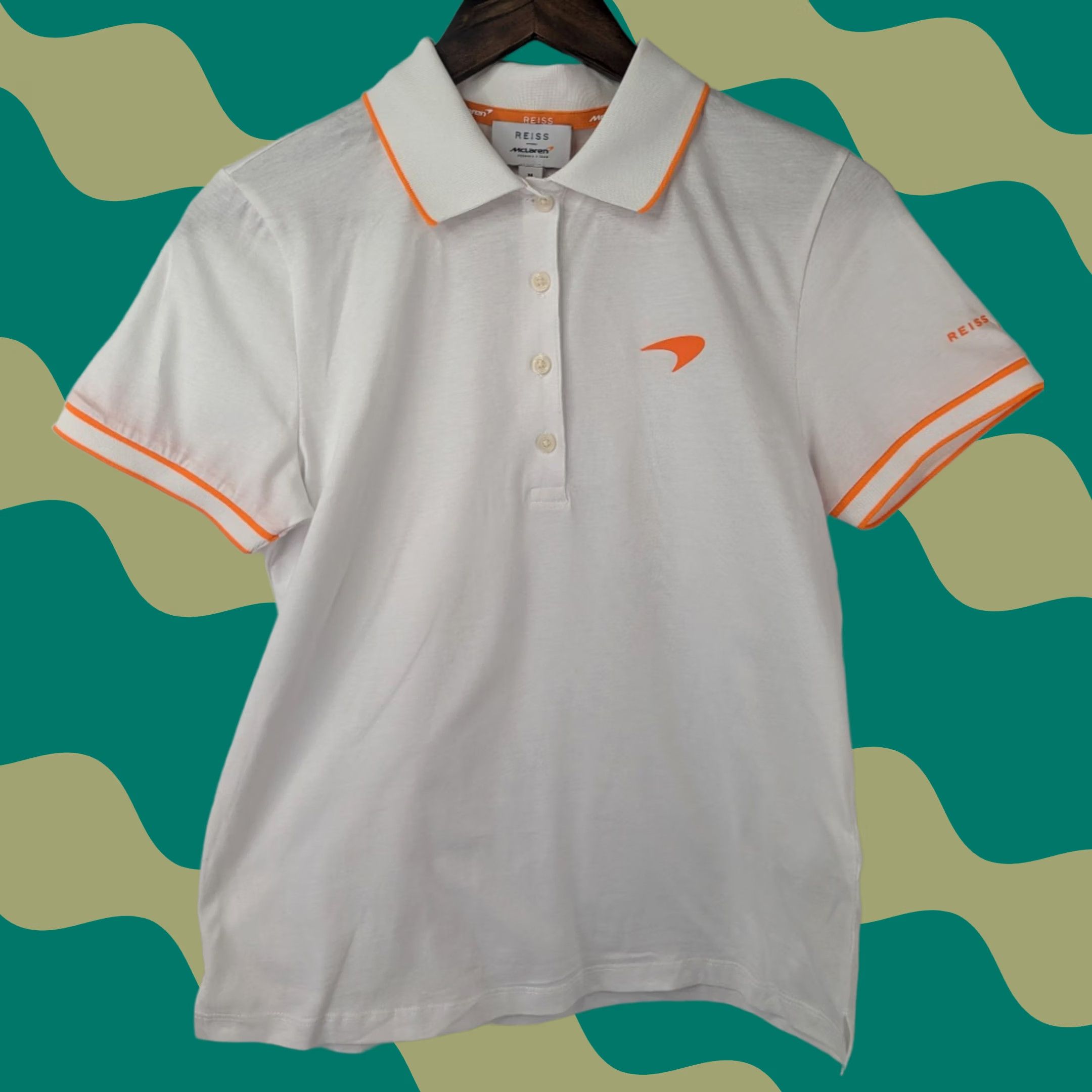 Reiss Reiss Polo Shirt McLaren Womans Medium White F1 Racing Team 100% Cotton Polyester Casual Activewear Womens Size M / US 6-8 / IT 42-44 - 1 Thumbnail