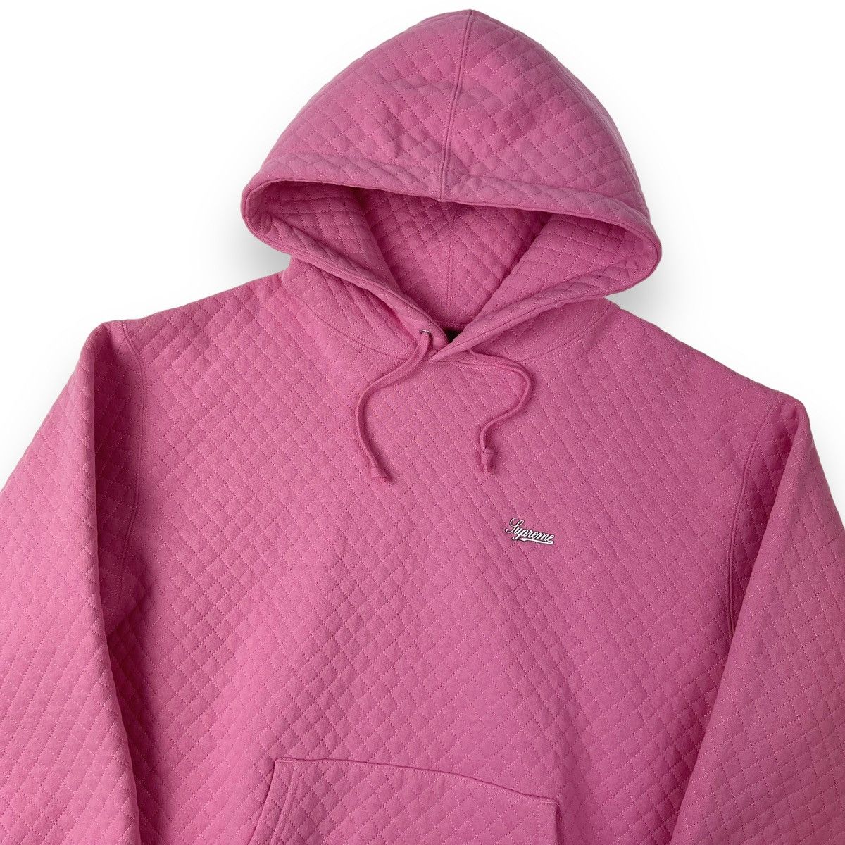 image of Supreme Pink Micro Quilted Hoodie, Men's (Size Medium)