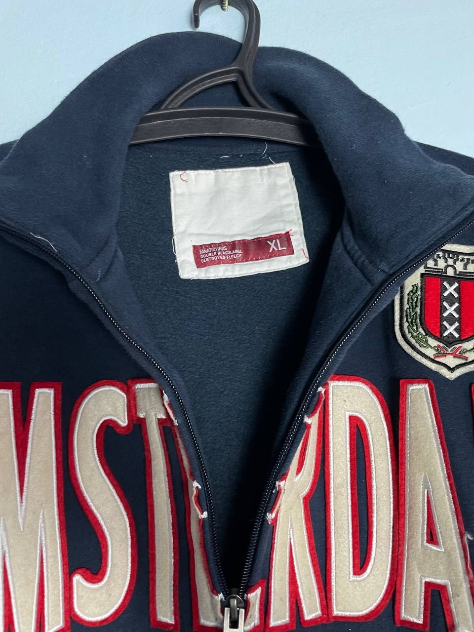 Vintage Amsterdam Crest Embroidered Logo Sweater Track Jacket Navy Size US XL / EU 56 / 4 - 6 Thumbnail