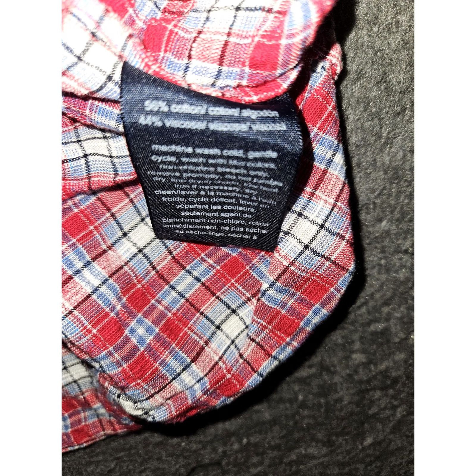 Tommy Hilfiger Tommy Hilfiger Shirt Womens Medium Red Plaid Off Shoulder Cropped Blouse Short Sleeve Ruffle Crew Neck Cotton Viscose Casual Size M / US 6-8 / IT 42-44 - 5 Thumbnail