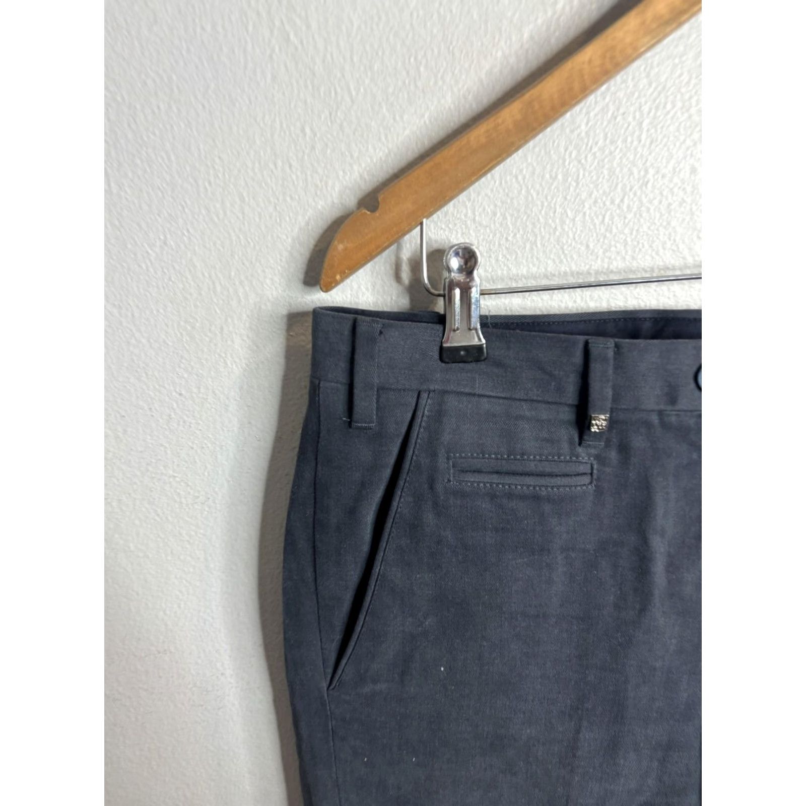 Corneliani Corneliani Pants Mens 50 Charcoal Cotton Chino Zip Back Pockets Tapered Front Flat Modern 34 in Gray Men Size US 34 / EU 50 - 2 Thumbnail