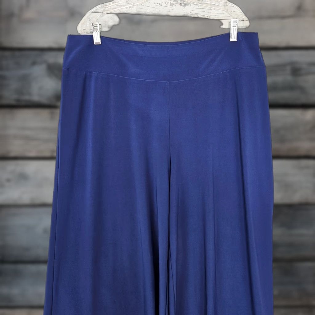 NIC+ZOE NIC+ZOE Womens Cropped Wide Leg Pants XL Solid Blue Pull On High Rise Size 40" / US 18 - 1 Thumbnail