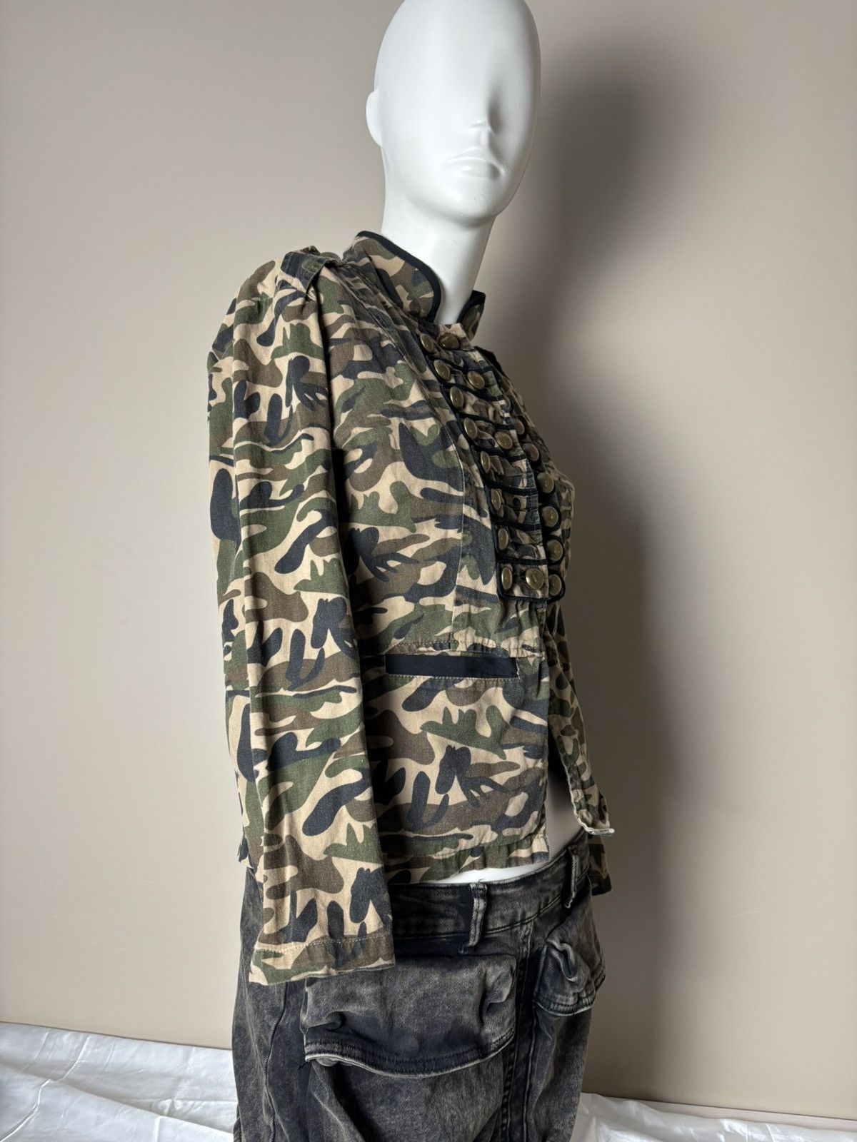 Japanese Brand × Vintage Vintage 2000s camo light jacket with buttons Allsaints style Size S / US 4 / IT 40 - 4 Thumbnail