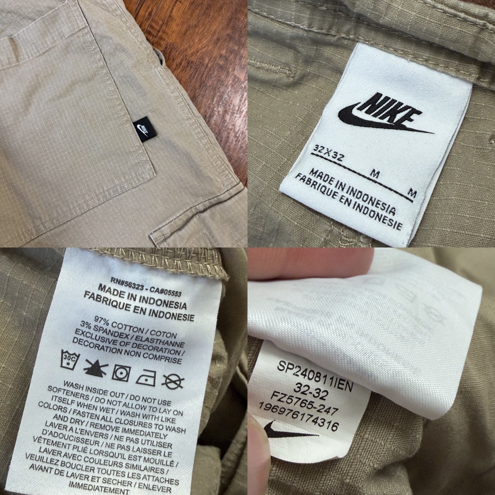 Nike Nike Pants Mens 32 Beige Cargo Woven Club Rip Stop Stretch FZ5765-247 Sportswear Size US 32 / EU 48 - 9 Thumbnail