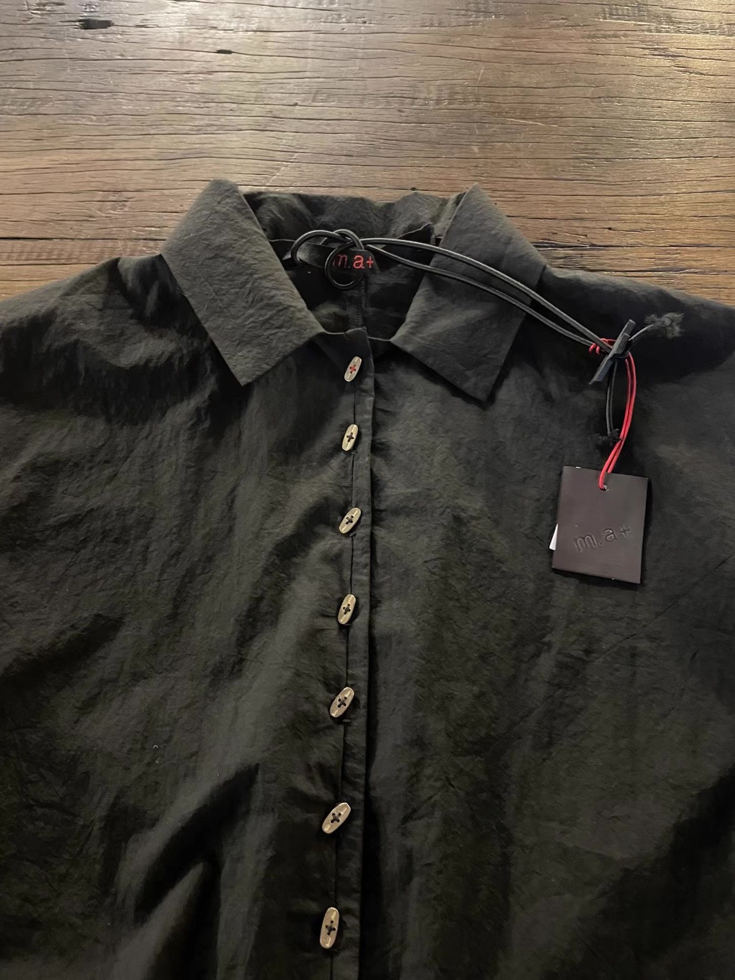 Ma+ m.a+ FW24 Women's Black Wide Cropped Shirt Ｑ25 Size S / US 4 / IT 40 - 2 Thumbnail