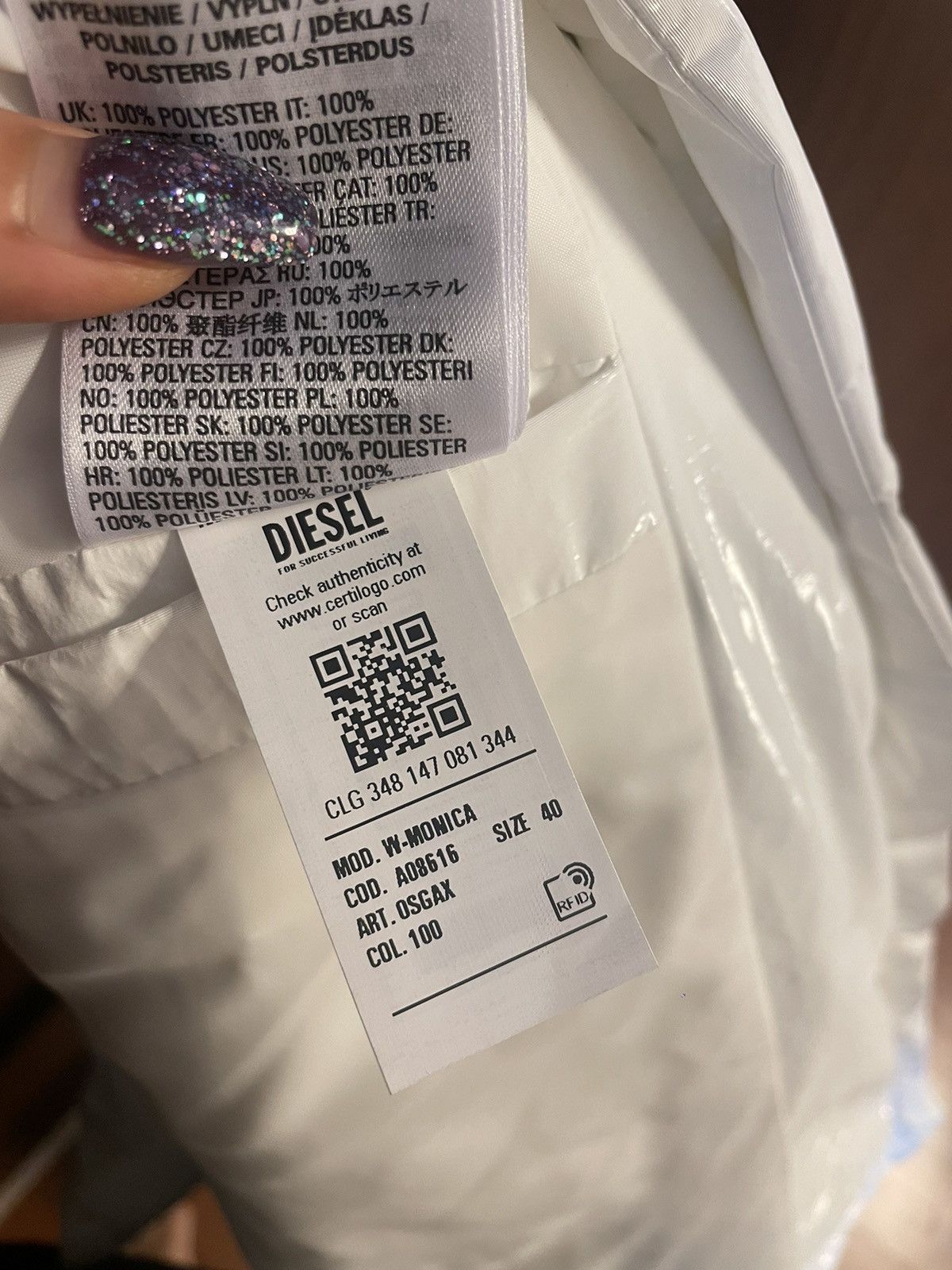 Diesel Diesel W-monica white padded jacket Size S / US 4 / IT 40 - 9 Thumbnail