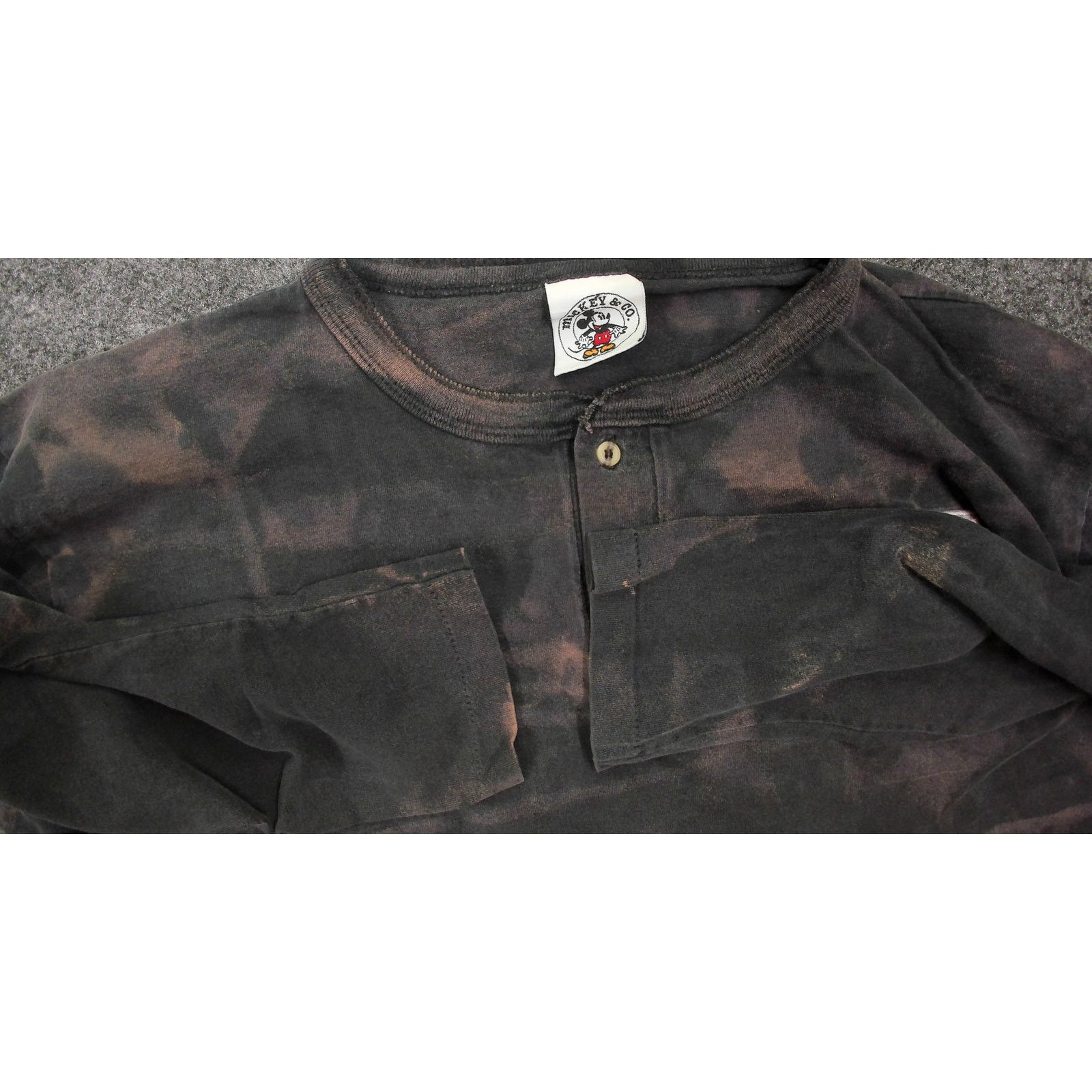 Mickey & Co. Vintage 90s Mickey Bleach Fade Single Stitch Henley L Size US L / EU 52-54 / 3 - 9 Thumbnail