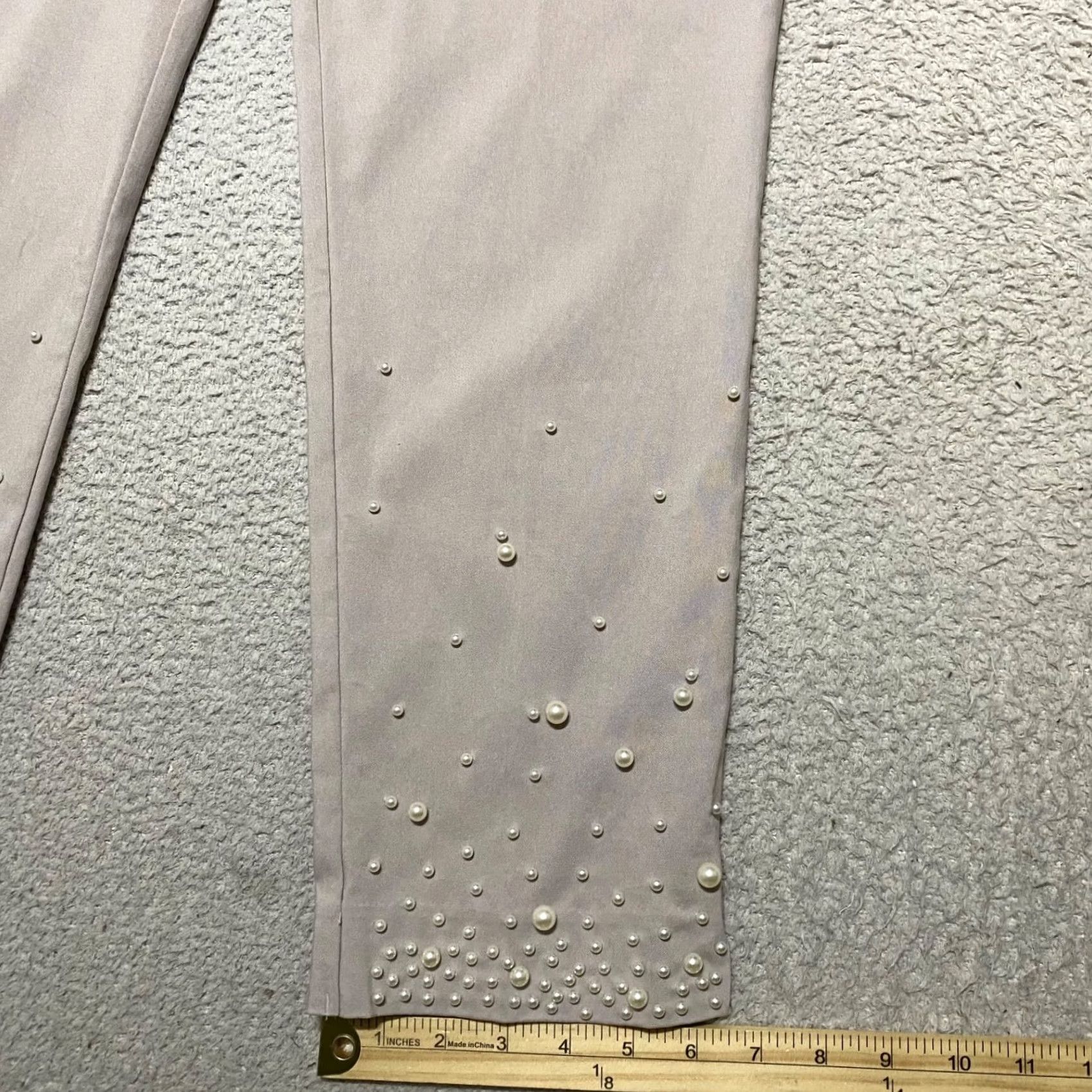 Vintage Chico'S Pants Womens 12 Beige Pull Ankle Faux Pearl High Rise Business Casual Size 34" / US 12 / IT 48 - 5 Thumbnail