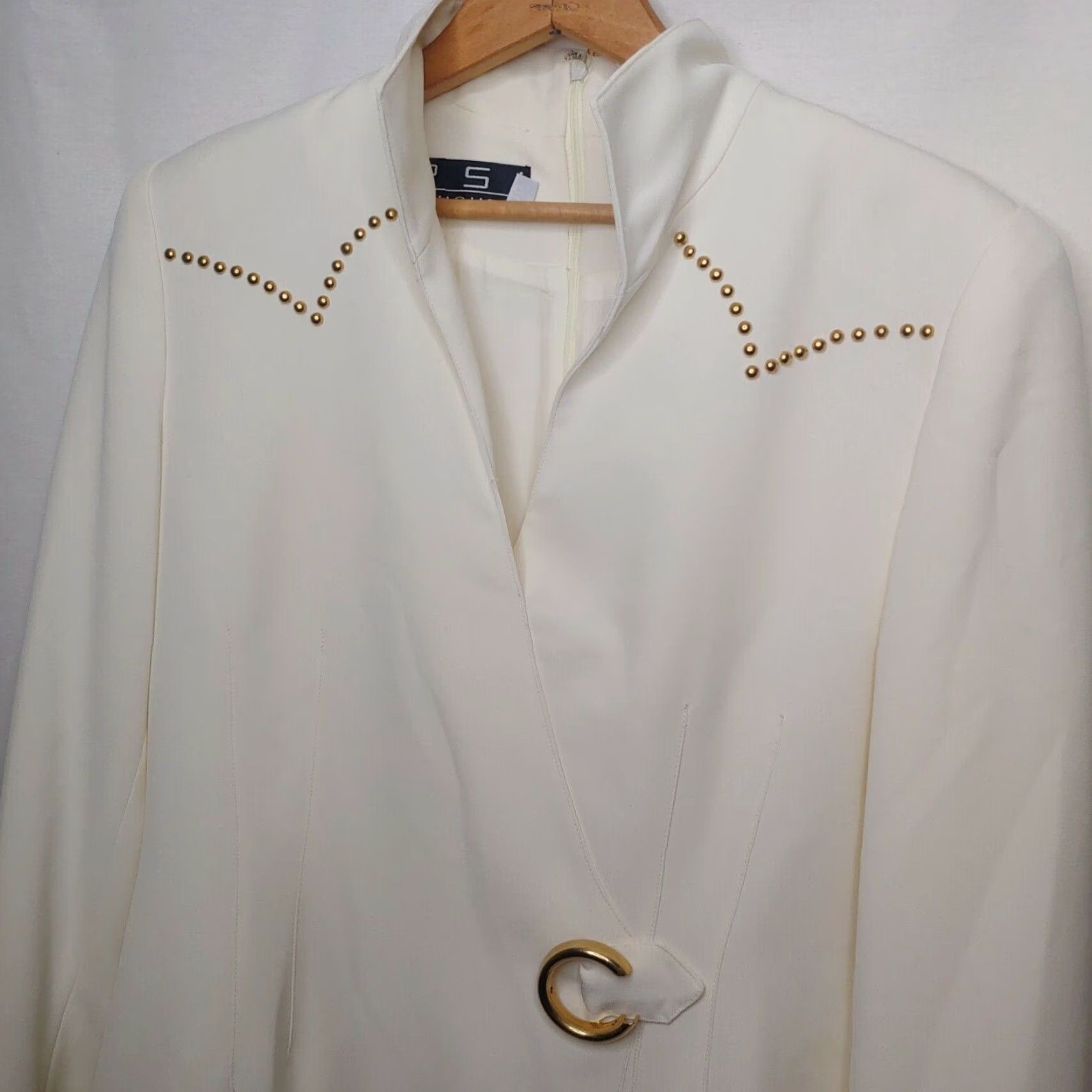 Insight VINTAGE PSI Night Western Wear Dress Shirt Dress Women 10 Ivory Studded USA Cowboy Rancher Formal Size L / US 10 / IT 46 - 5 Thumbnail