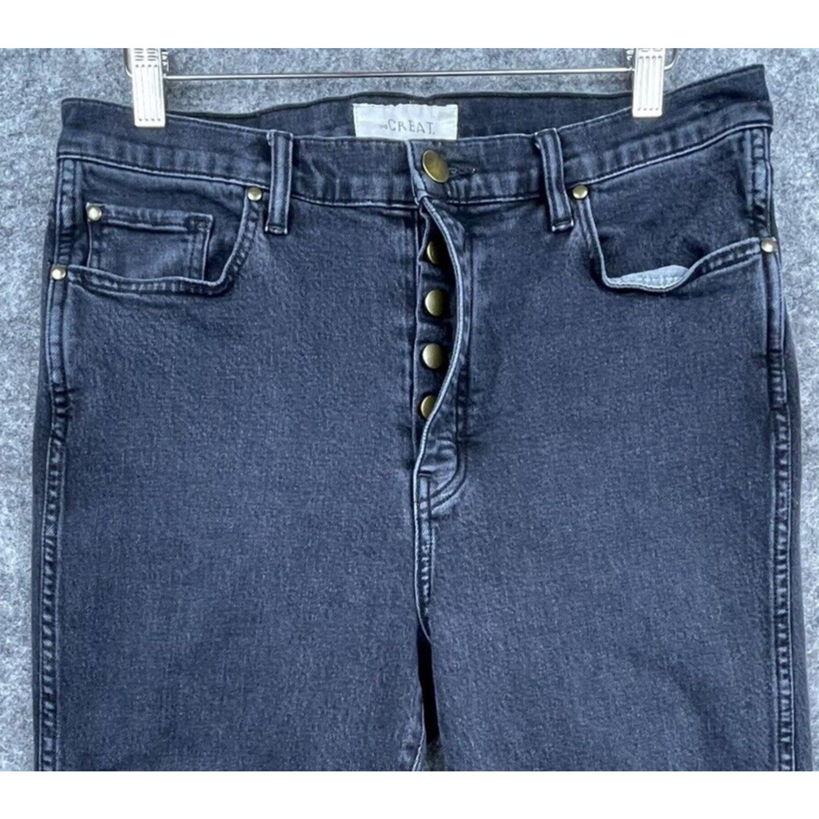 THE GREAT The Great Jeans Womens 28 The Fellow Charcoal Raw Hem Frayed Size 28" / US 6 / IT 42 - 4 Thumbnail