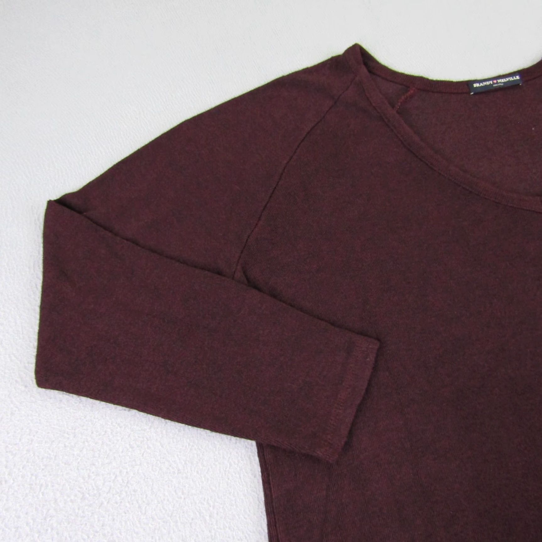 Brandy Melville Brandy Melville Sweater Shirt Womens One Size Red Raglan Low Cut Pullover Knit Wool Cashmere Blend Vintage-Style Pullover Size ONE SIZE - 3 Thumbnail
