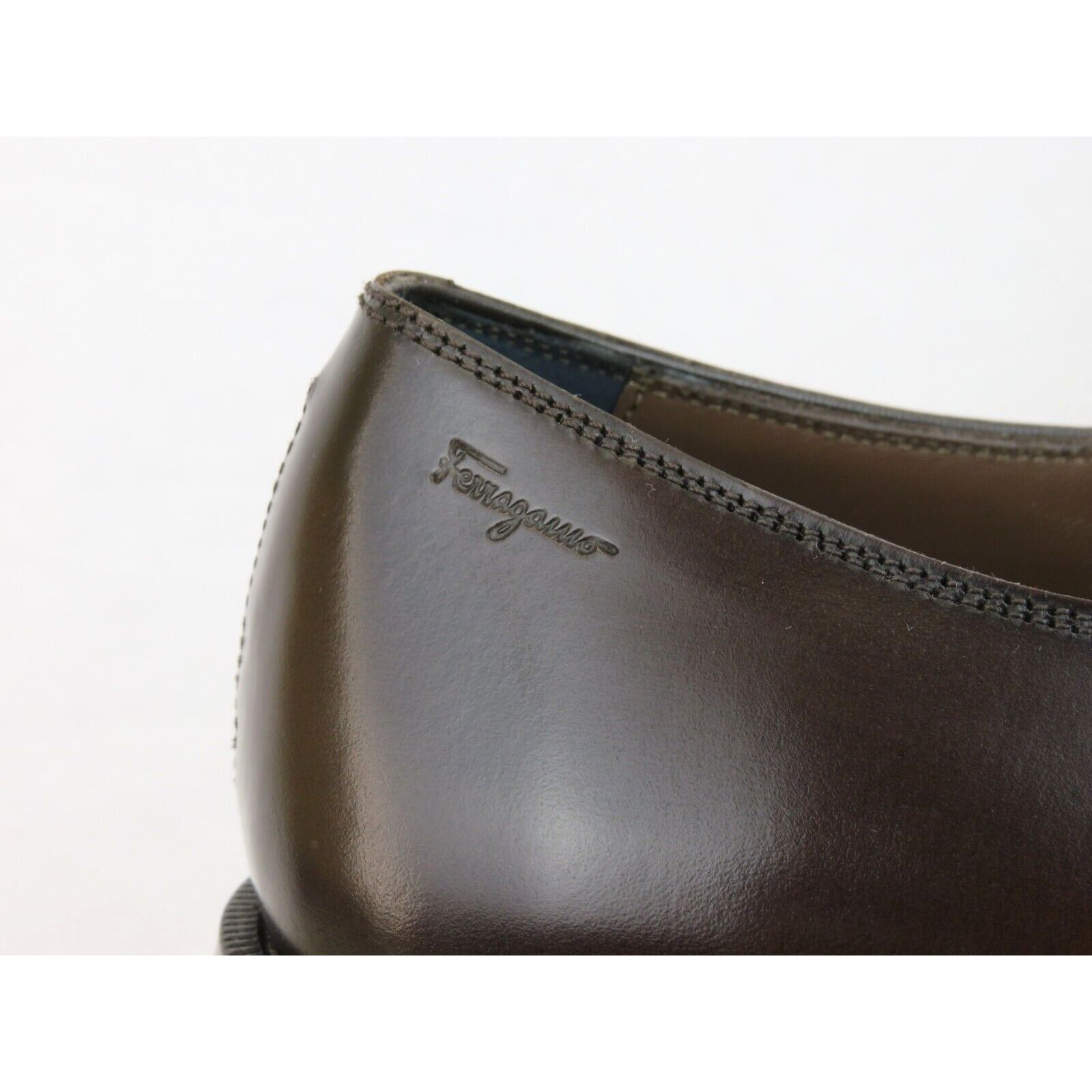 Salvatore Ferragamo FERRAGAMO SEUL DARK BROWN LEATHER CAP LOGO OXFORDS 10.5 EE Size US 11.5 / EU 44-45 - 2 Thumbnail