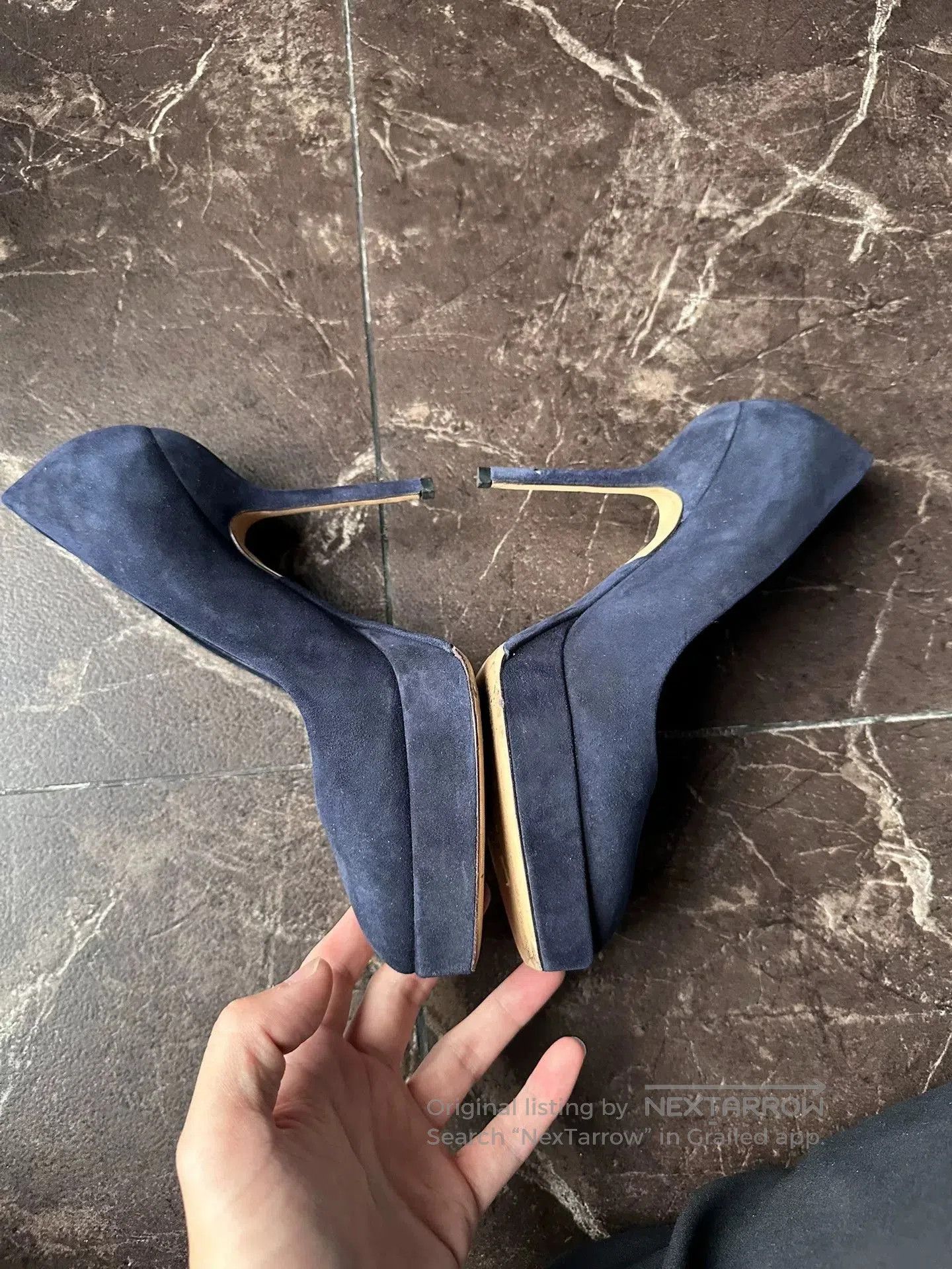 Dior Christian Dior Navy Suede High Heels. Size US 6 / IT 36 - 3 Thumbnail