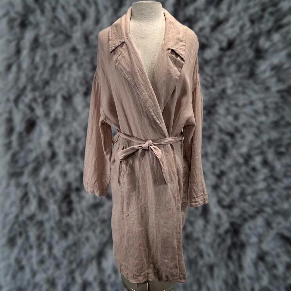 Zara Zara Linen Duster Coat Jacket Women’s L Dusty Pink Belted Lagenlook Minimalist Size L / US 10 / IT 46 - 1 Thumbnail