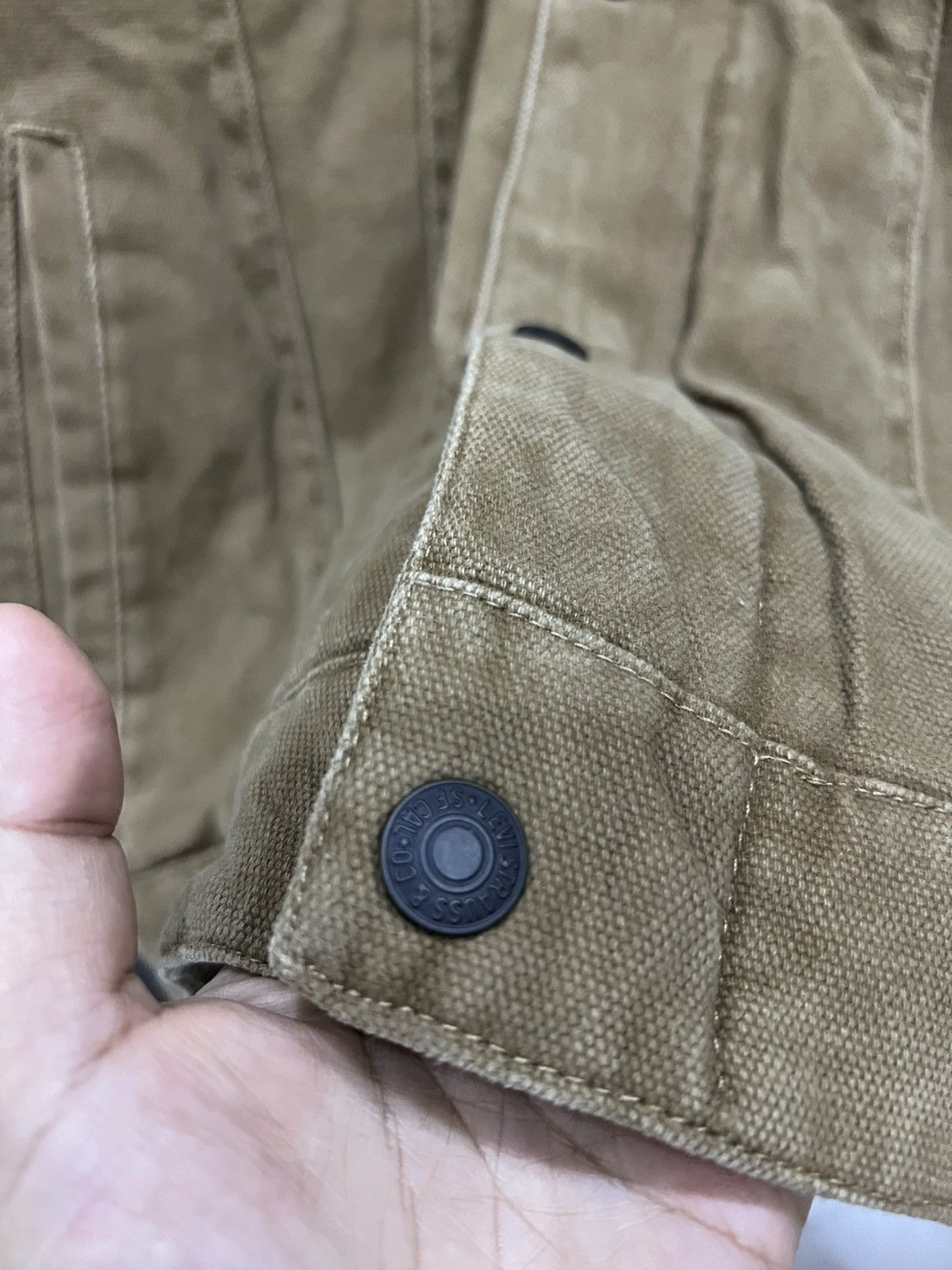 Levi's Levi's Sherpa Trucker Jacket – Khaki Canvas (Vintage Look) Size US L / EU 52-54 / 3 - 7 Thumbnail